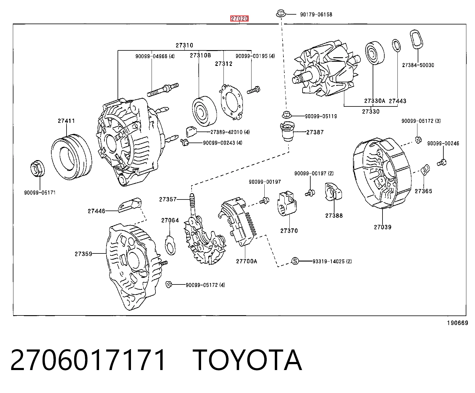 2706017171 Toyota Alternator