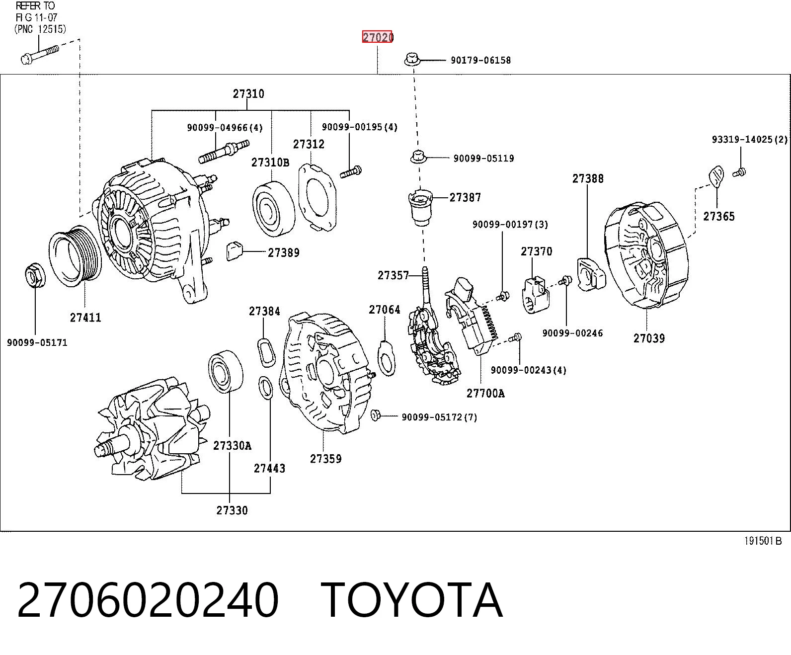 2706020240 Toyota Alternator