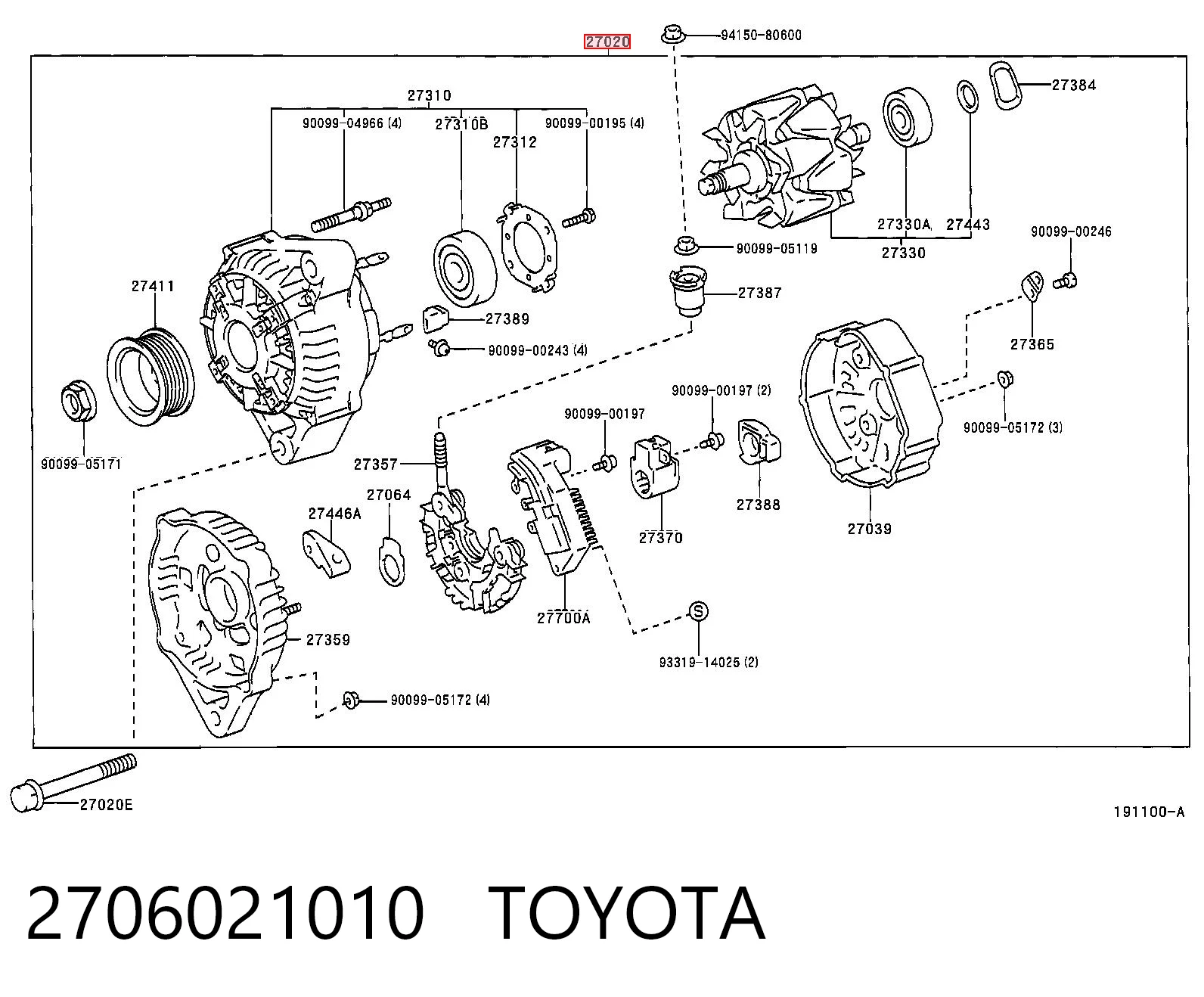 2706021010 Toyota Alternator