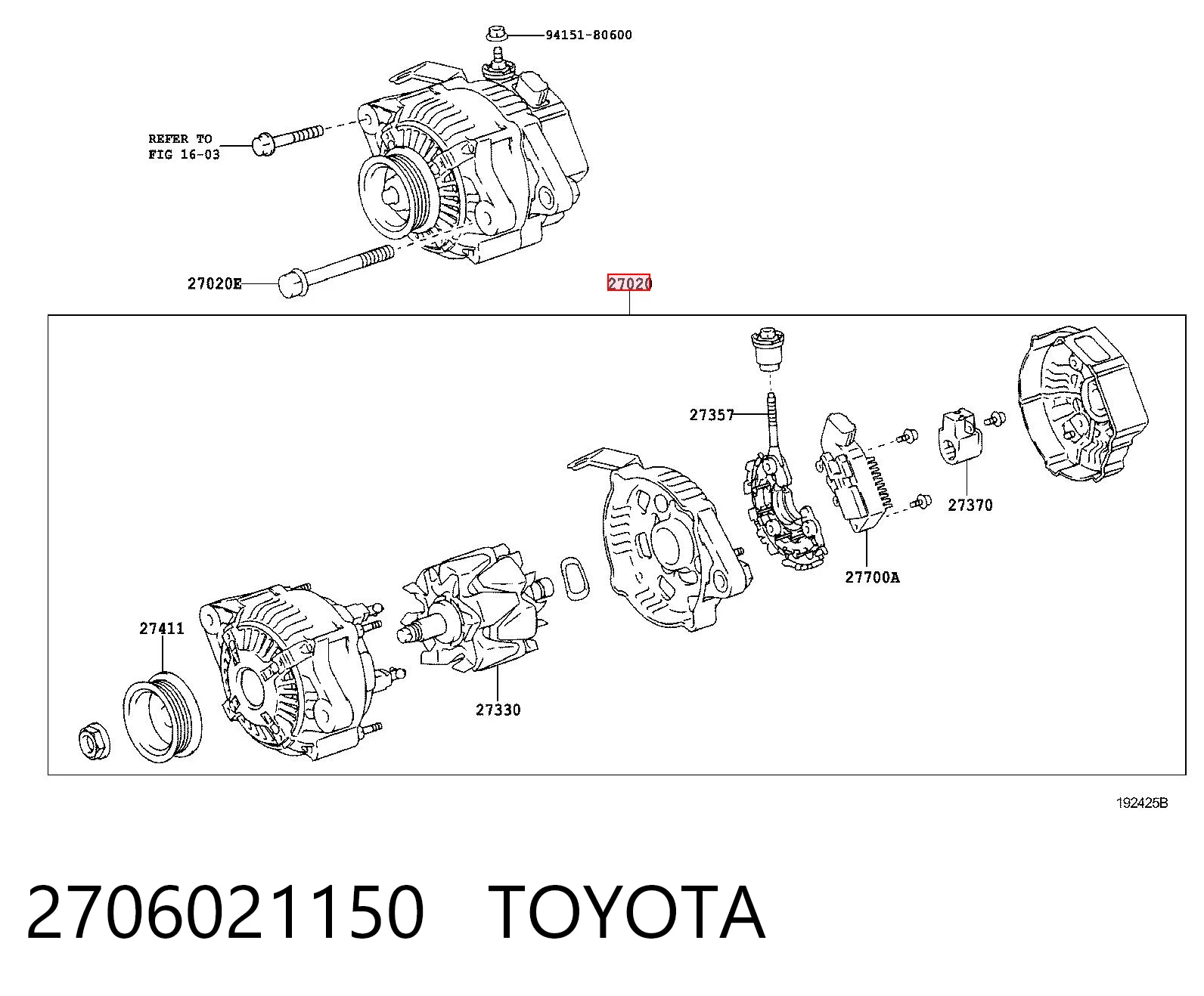 2706021150 Toyota Alternator