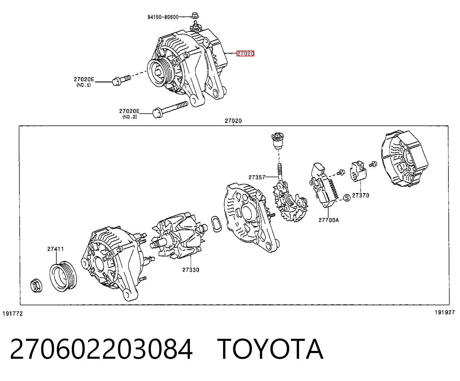 Alternator Toyota Corolla VERSO minivan (R10) (2004 - 2009) cena, od 76,15 USD