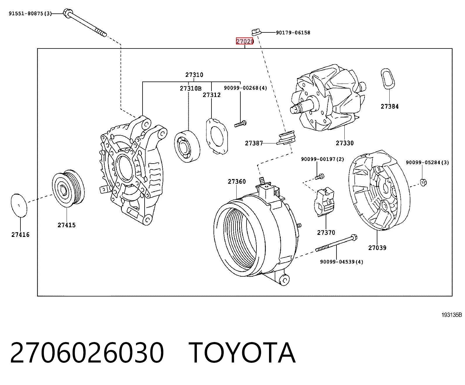 2706026030 Toyota Alternator
