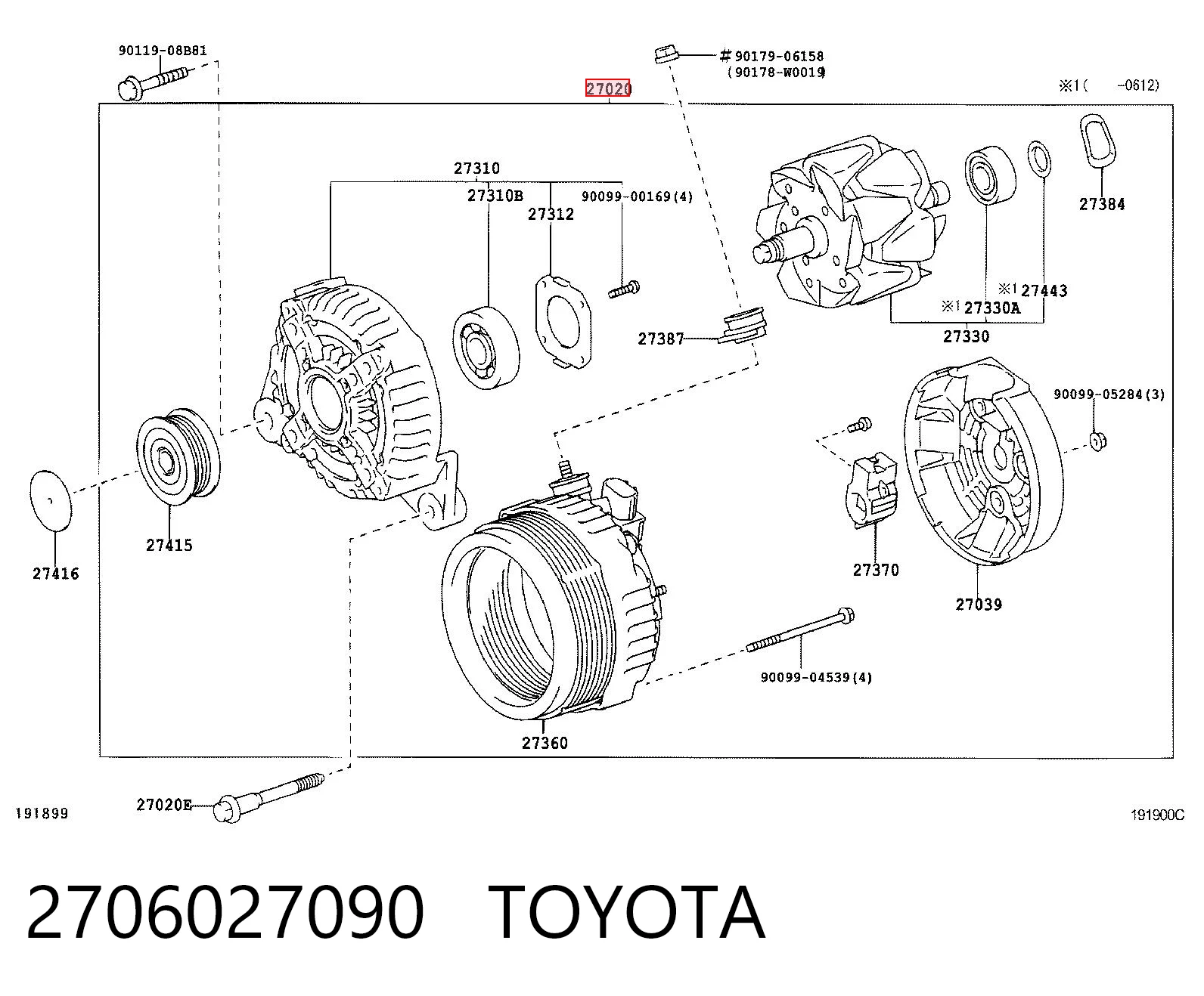 2706027090 Toyota Alternator