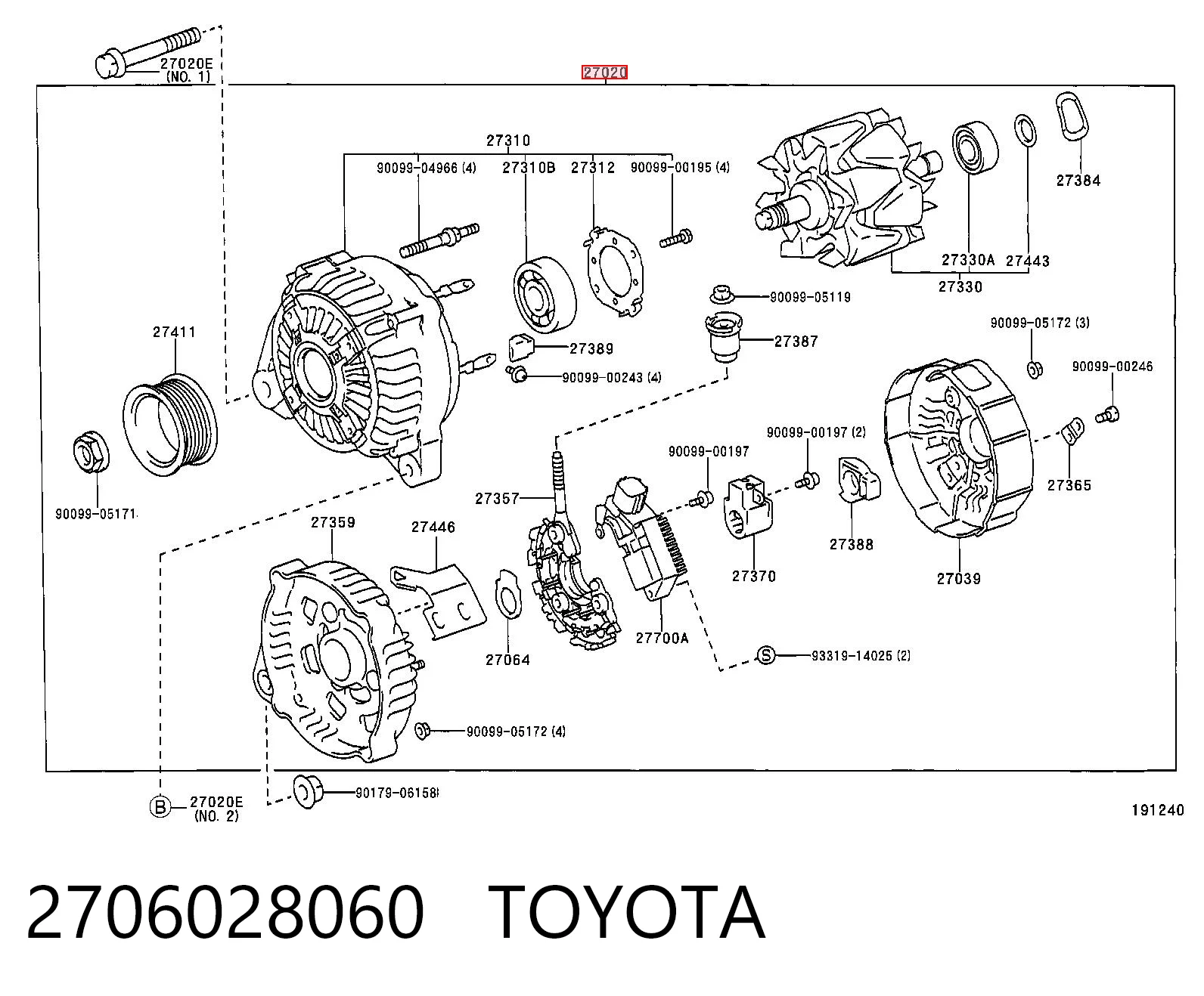 Alternator do Toyota Highlander I ACU2, MCU2