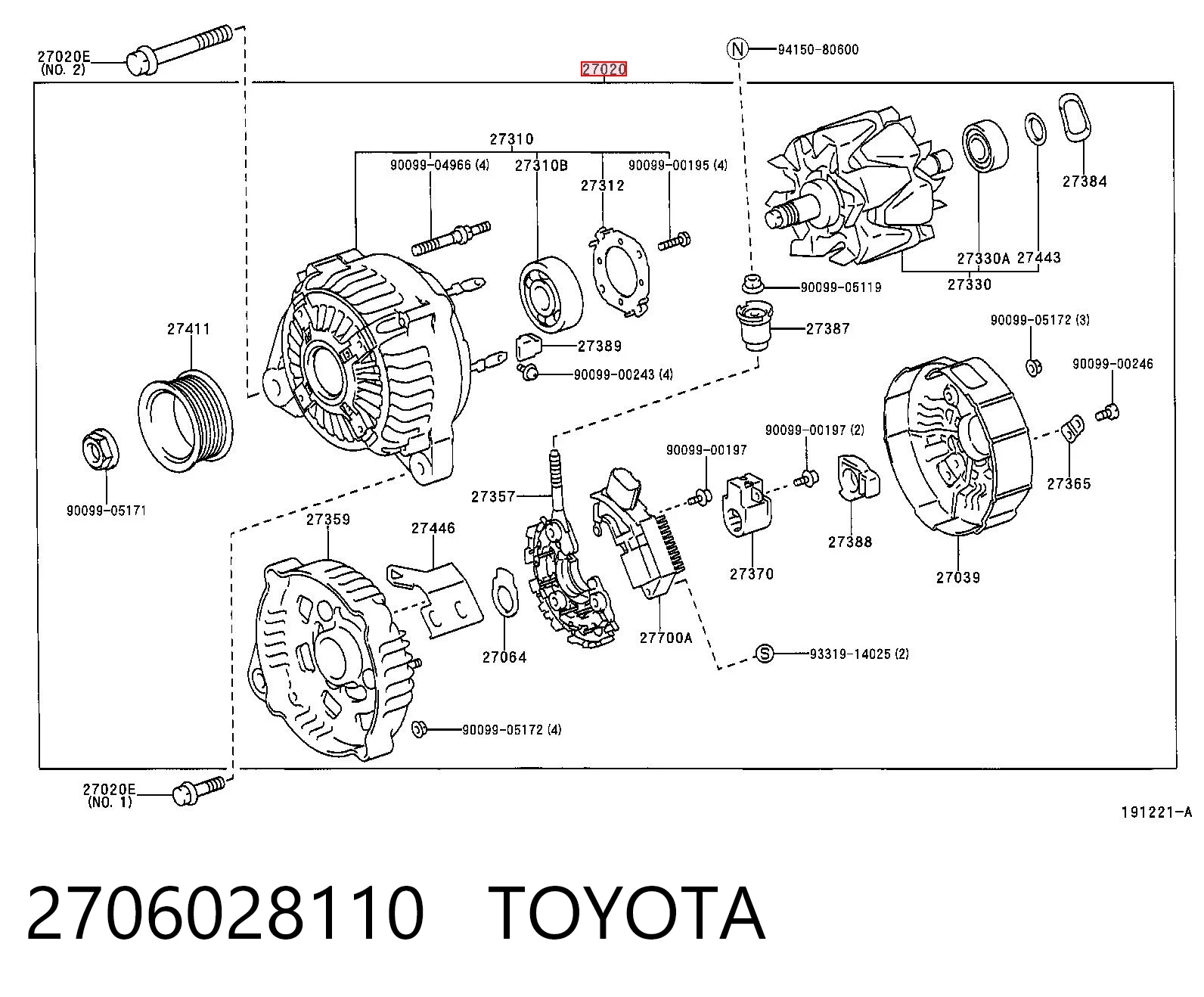 2706028110 Toyota Alternator