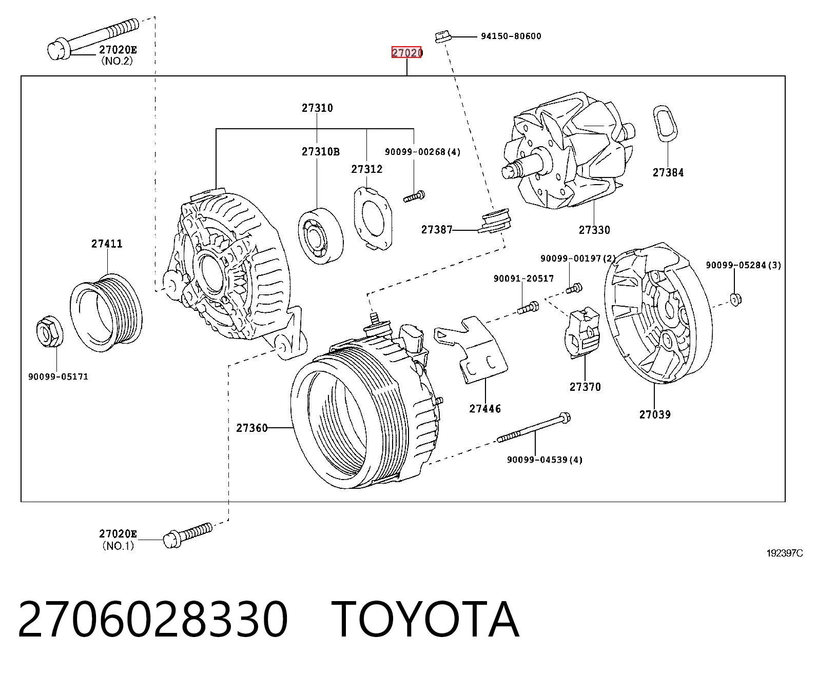 2706028330 Toyota Alternator