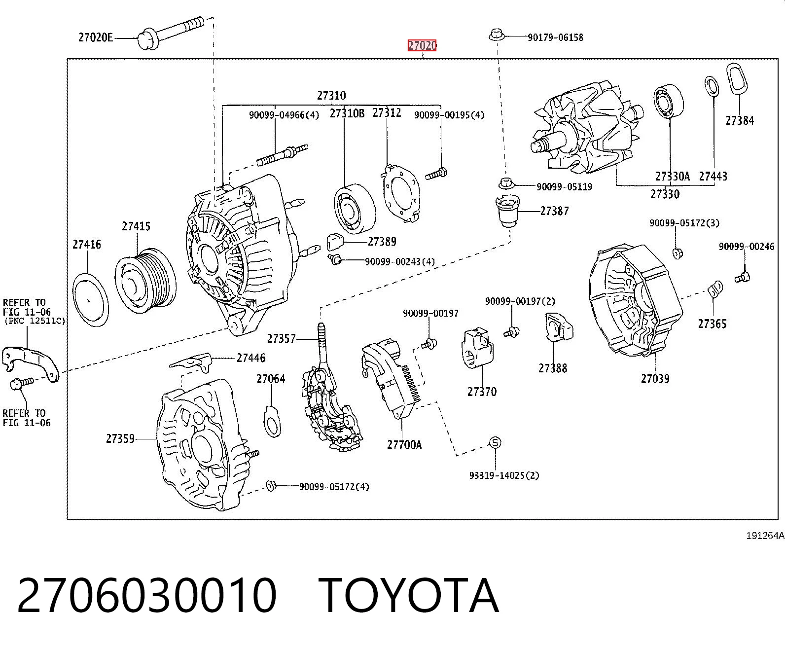 2706030010 Toyota Alternator