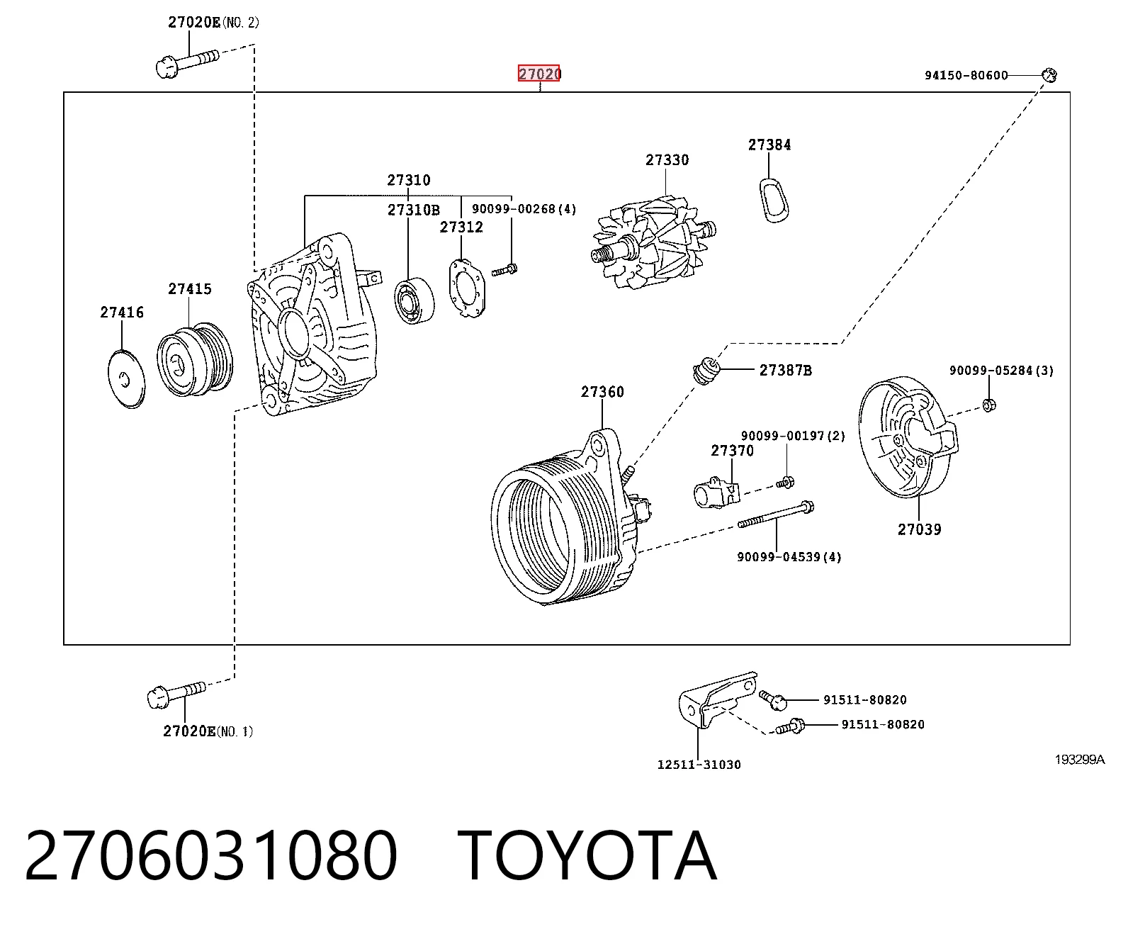 2706031080 Toyota Alternator