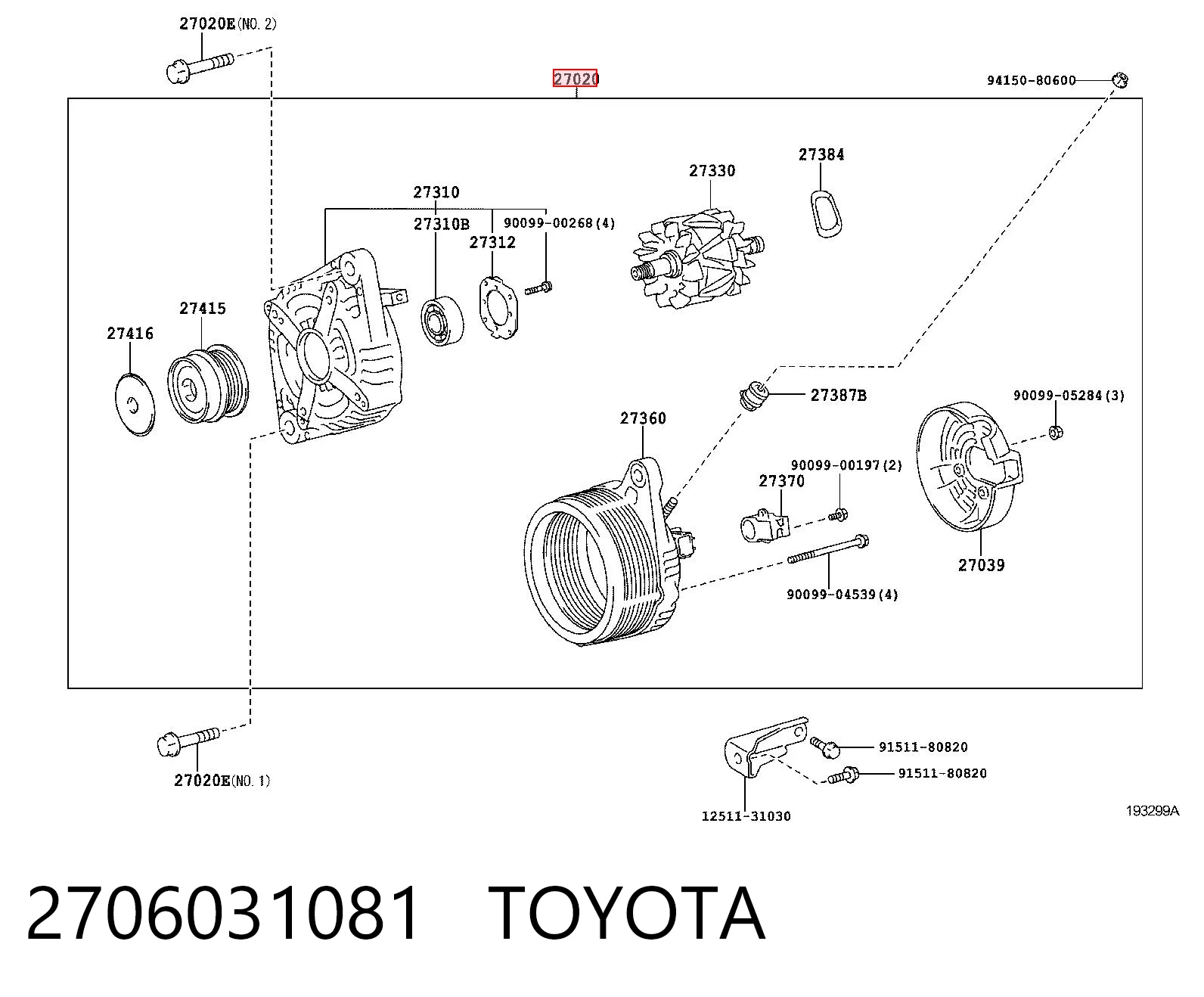 2706031081 Toyota Alternator