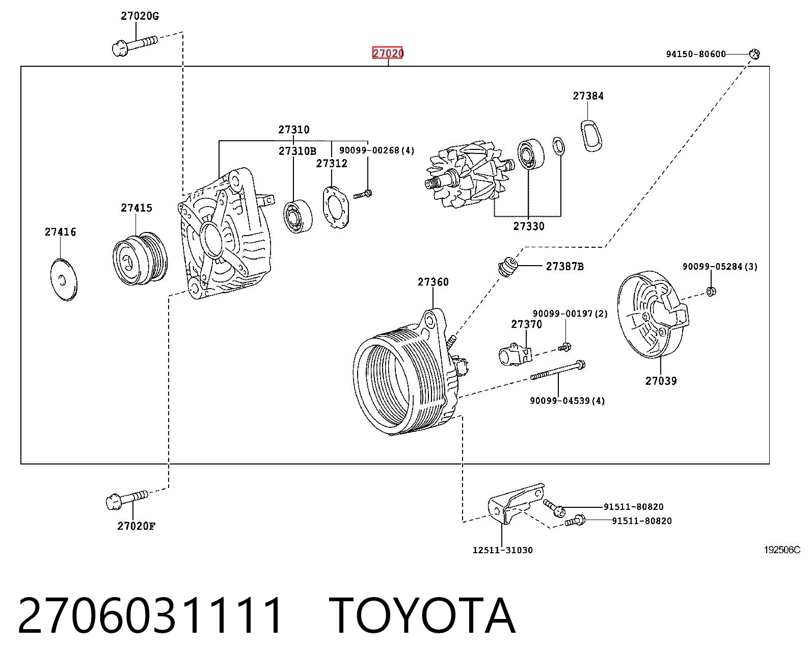 2706031111 Toyota Alternator