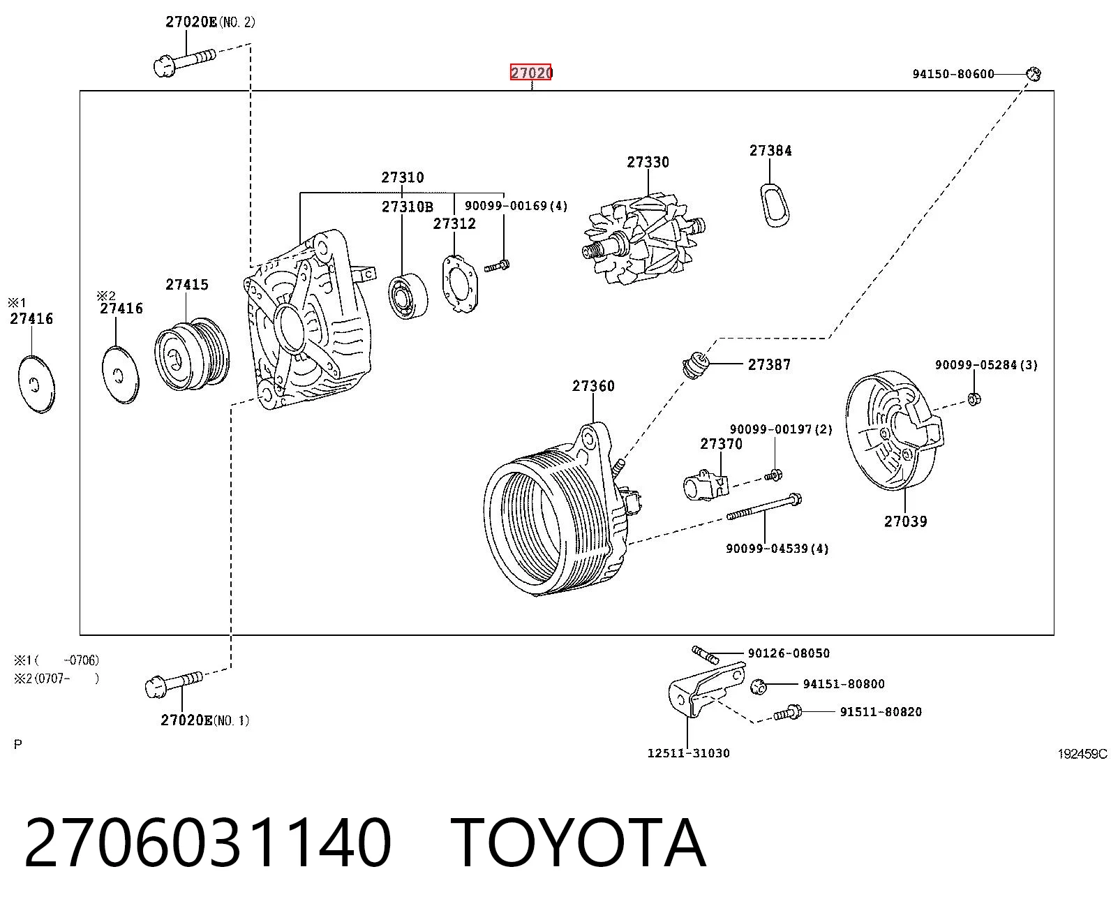 2706031140 Toyota Alternator