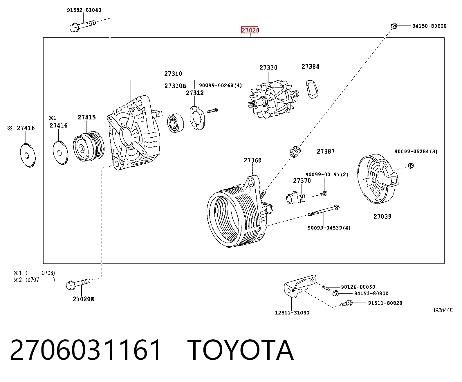 Do koszyka Alternator Toyota Highlander I HYBRID U2