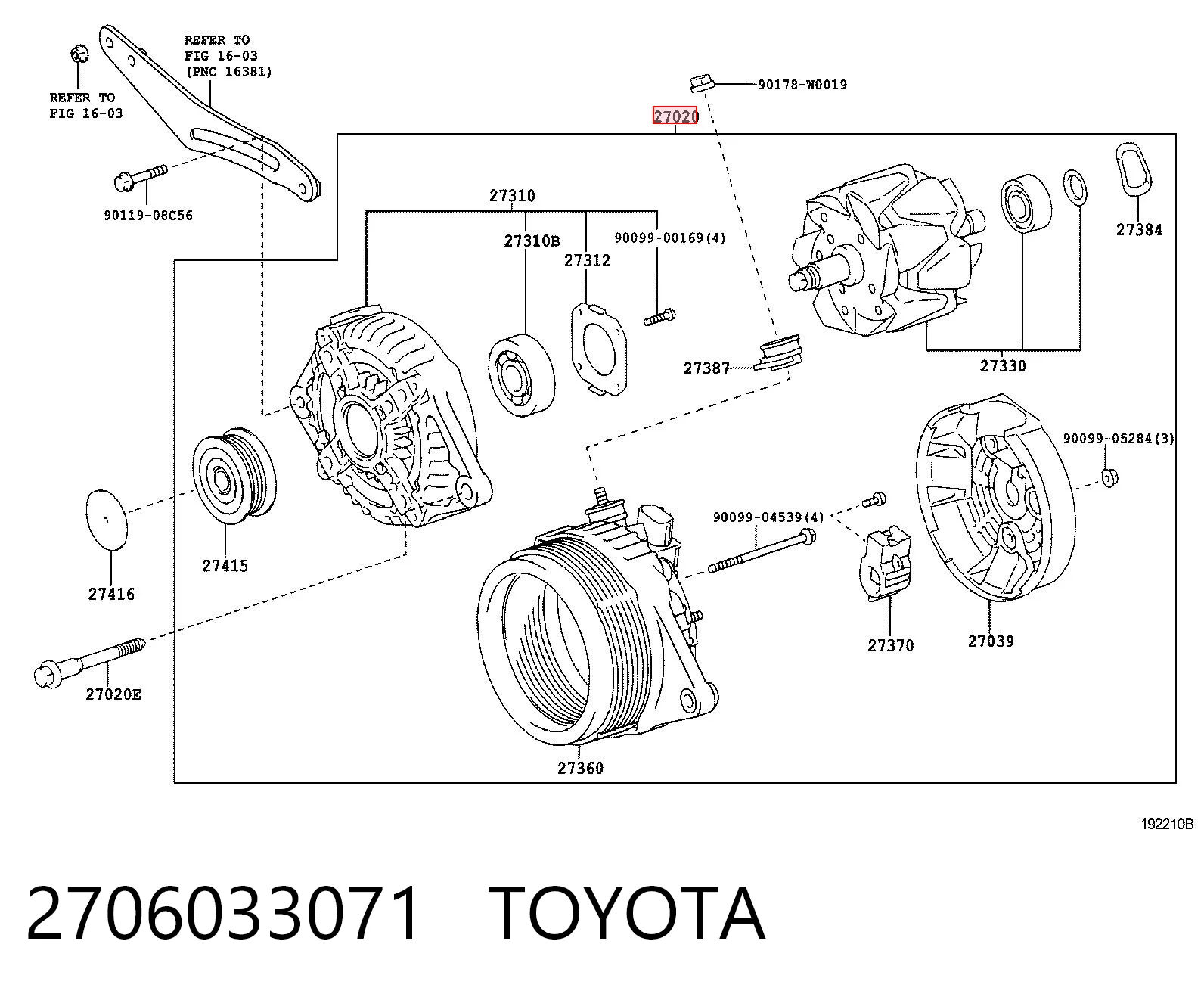 2706033071 Toyota Alternator