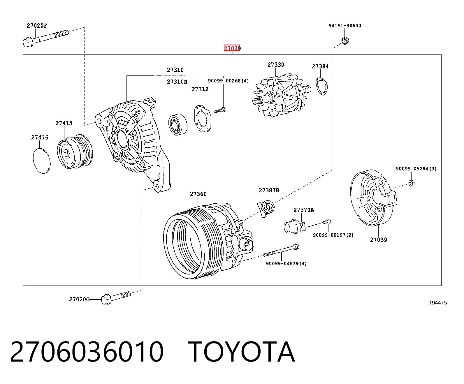 2706036010 Toyota Alternator