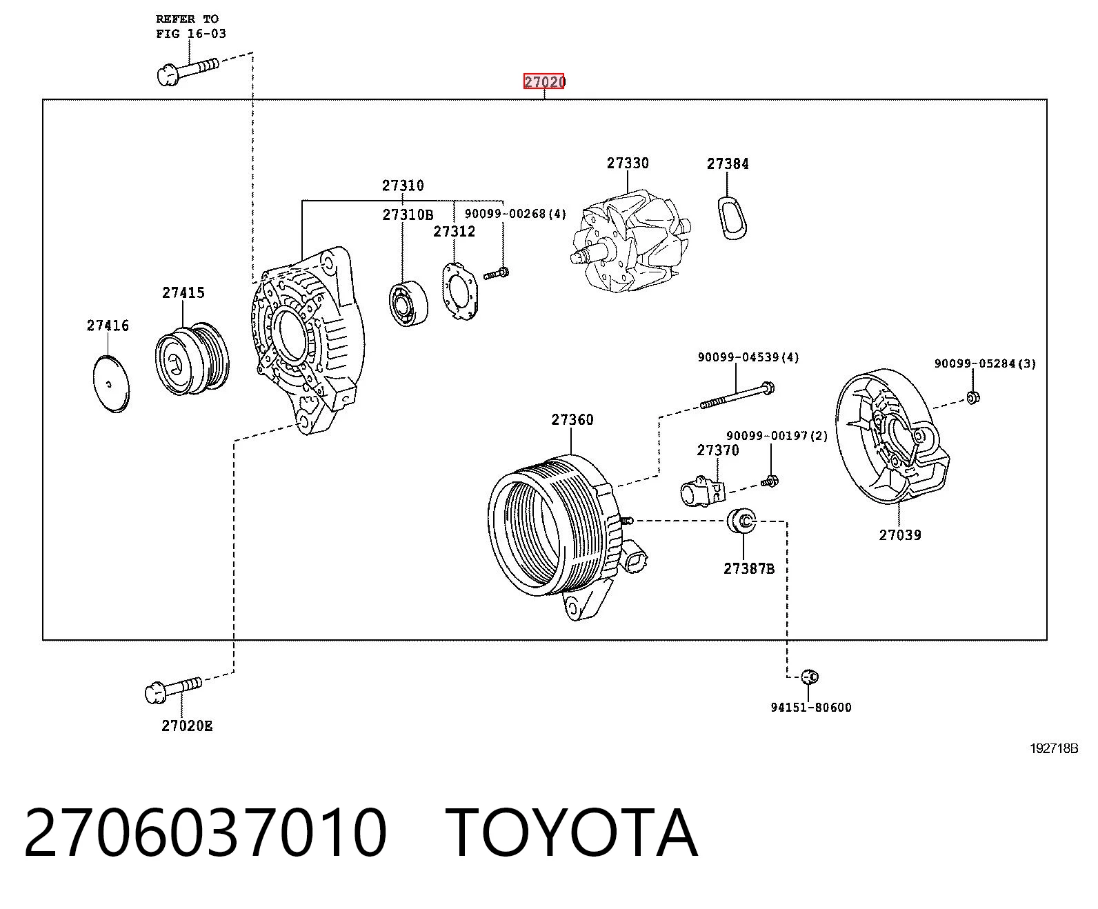 2706037010 Toyota Alternator