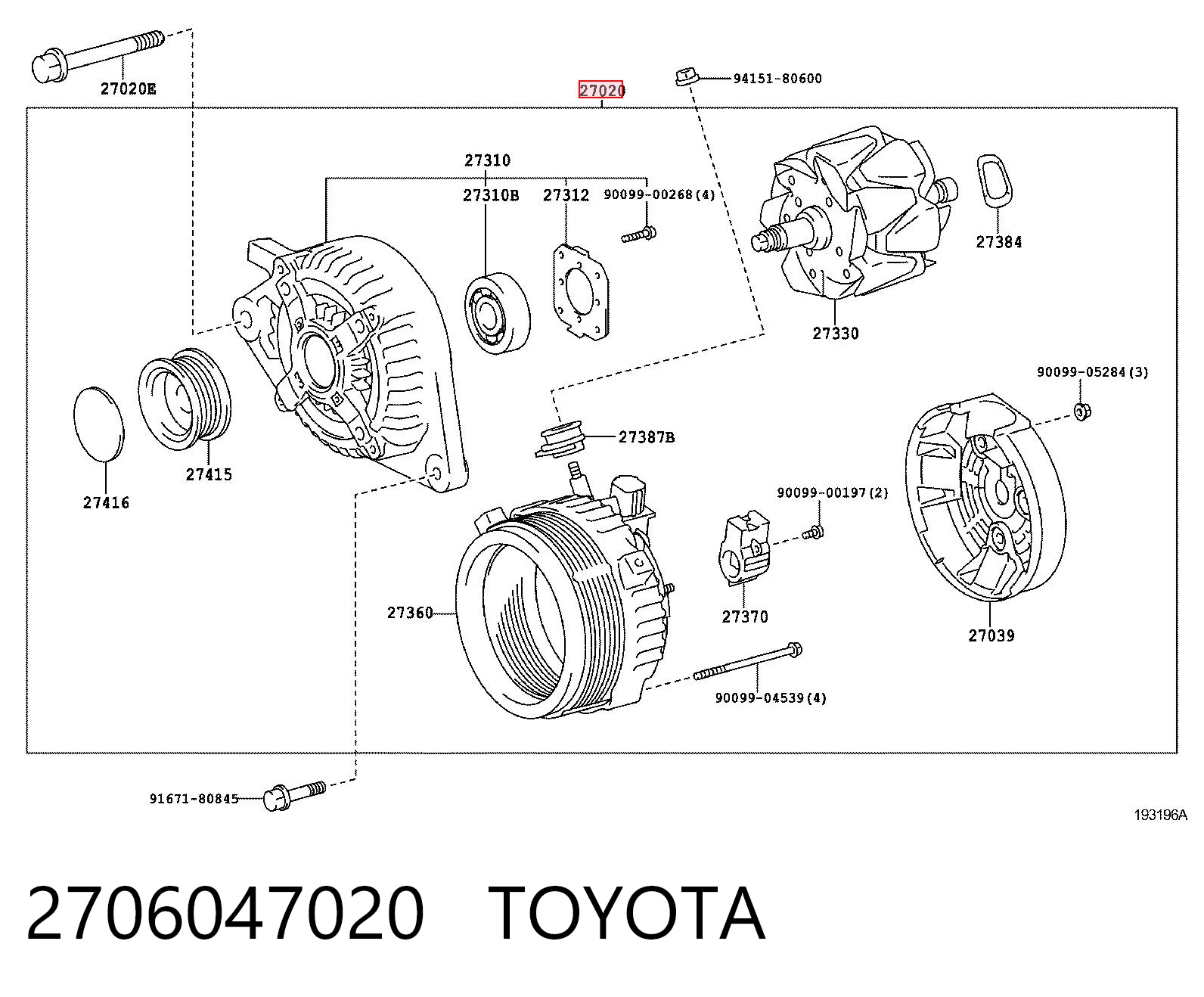 2706047020 Toyota Alternator