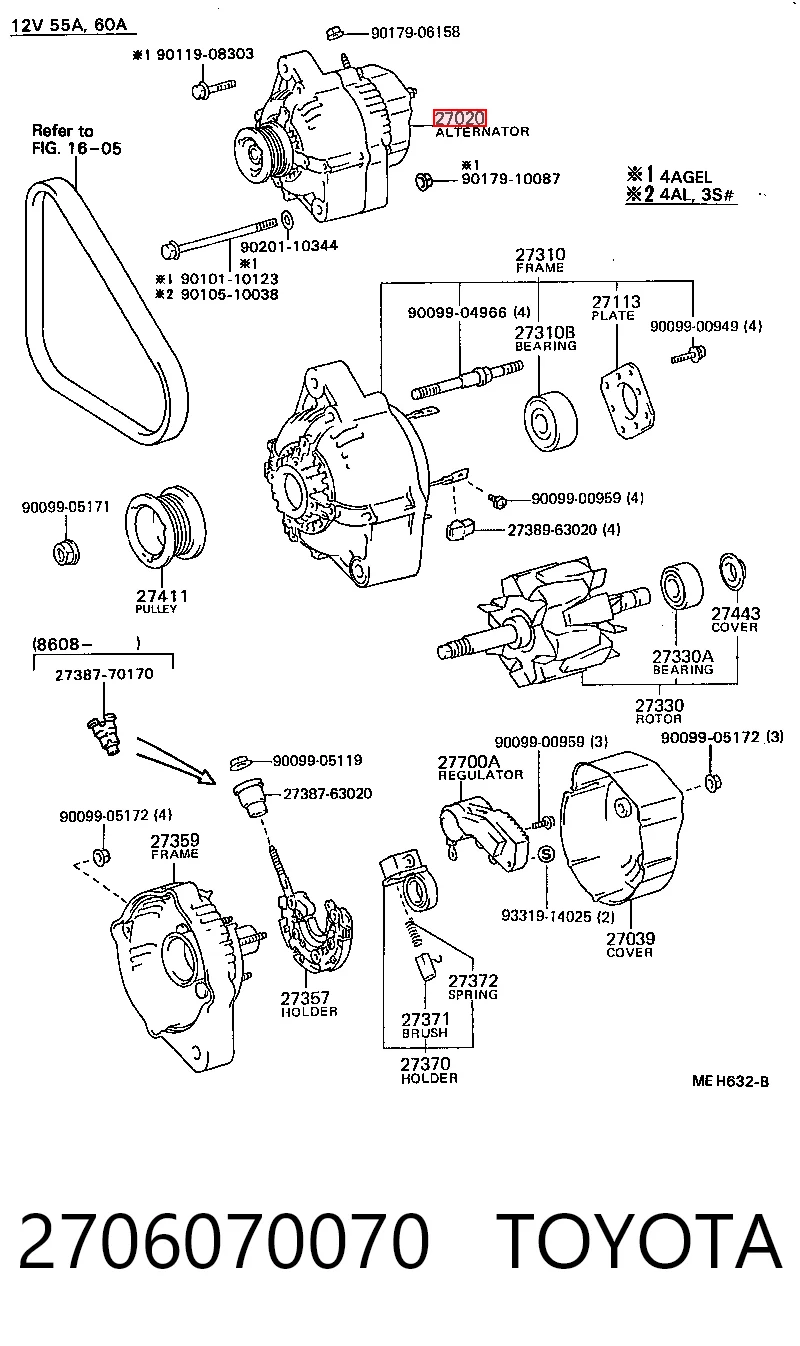 Alternator Toyota Carina II sedana (T17) (1987 - 1992) cena, od 133,43 USD