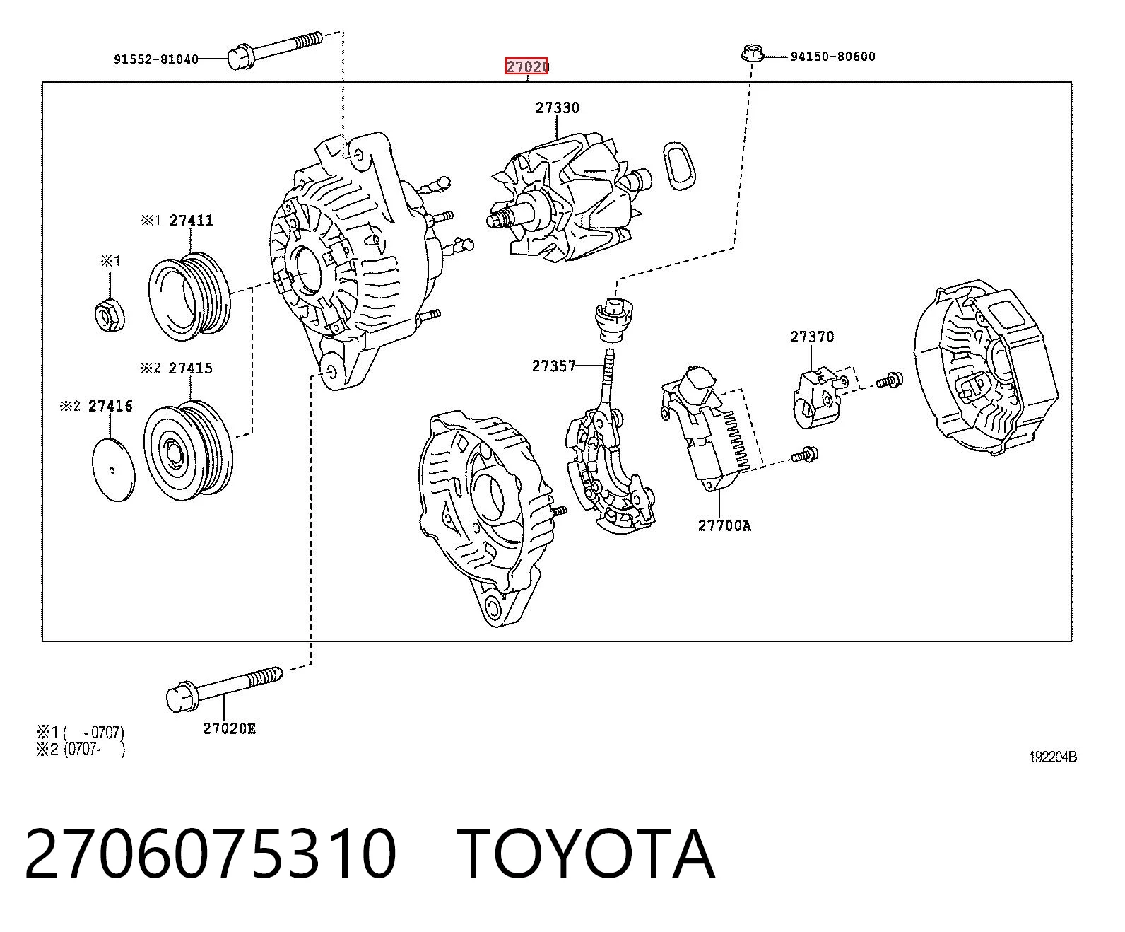 2706075310 Toyota Alternator