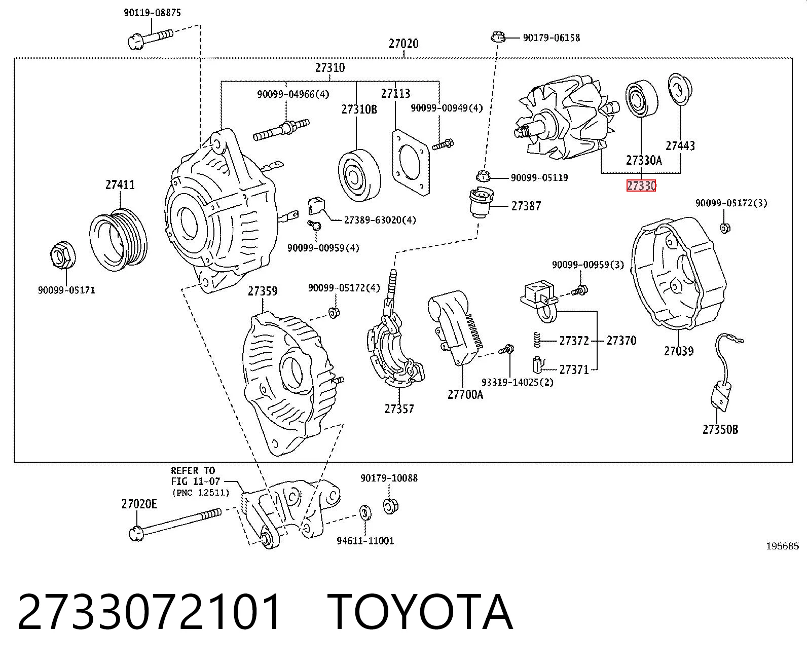 Wirnik alternatora do Toyota Picnic  XM1