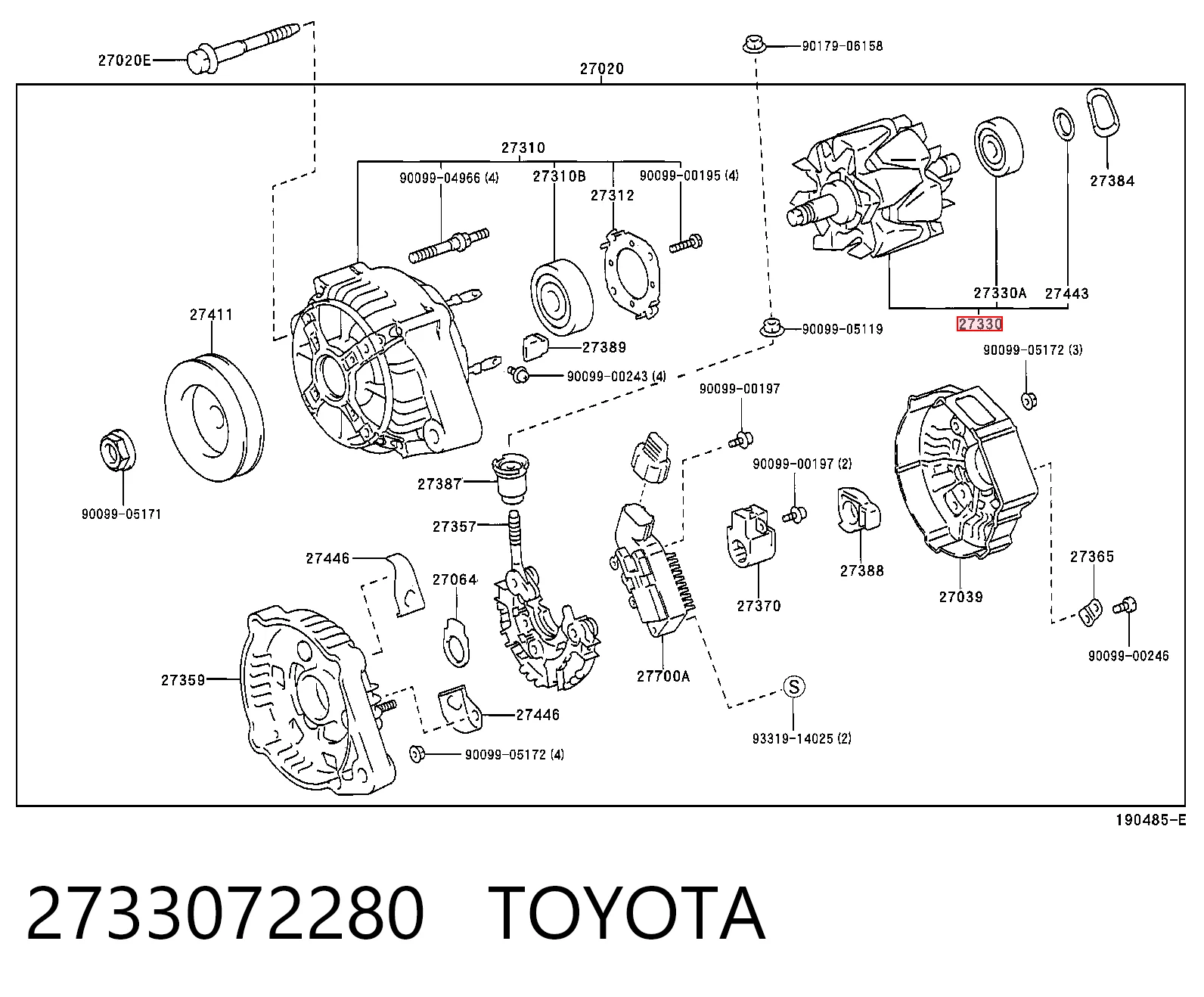 Wirnik alternatora do Toyota Avensis II T25