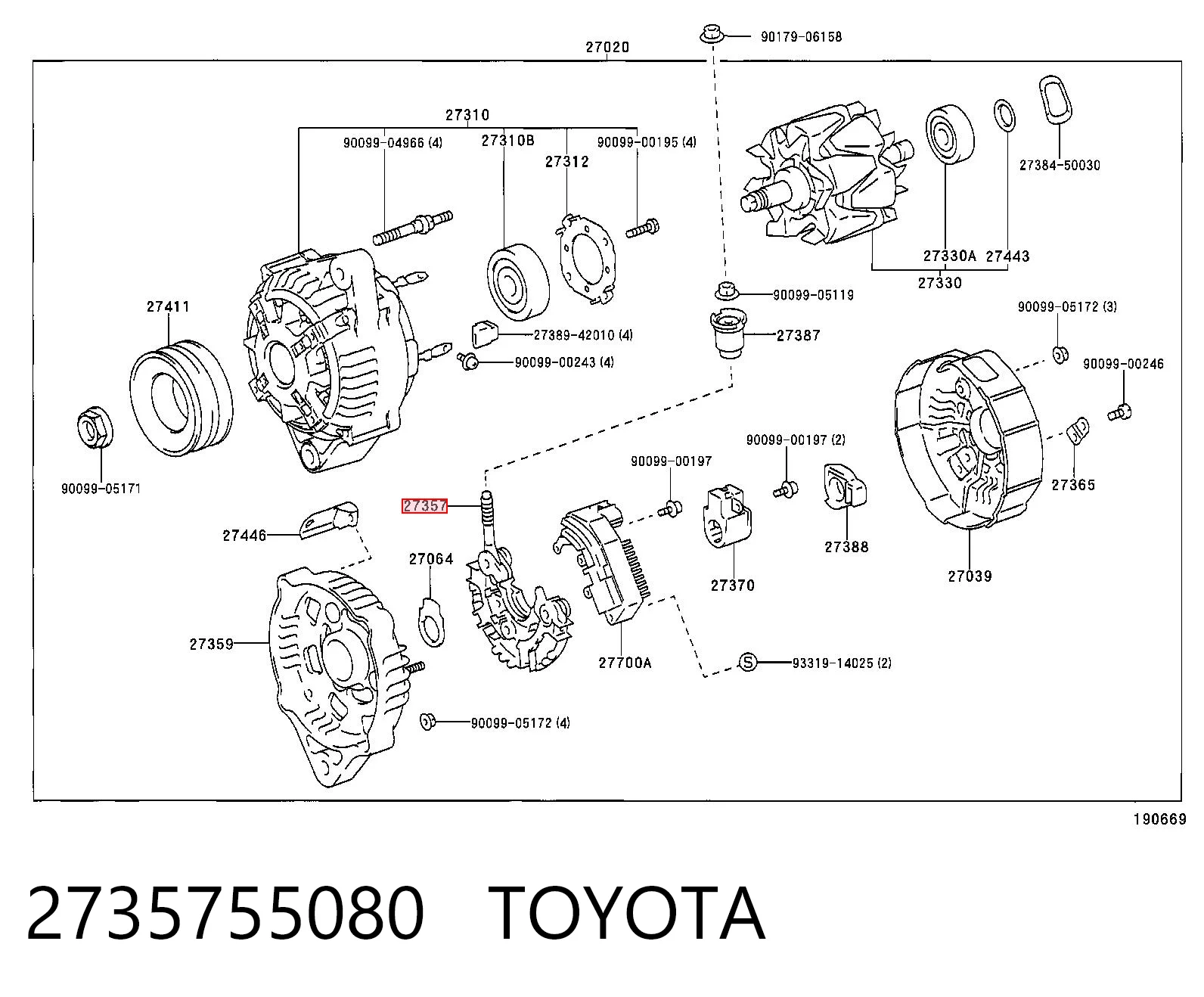 Do koszyka Mostek prostowniczy alternatora = Moster diodowy alternatora Toyota Camry III V10