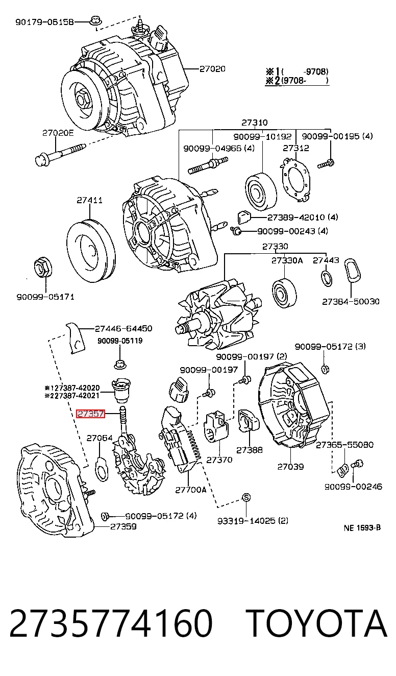 Mostek prostowniczy alternatora = Moster diodowy alternatora Toyota Camry III sedana (V10) (1991 - 1996) cena, od 26,05 USD
