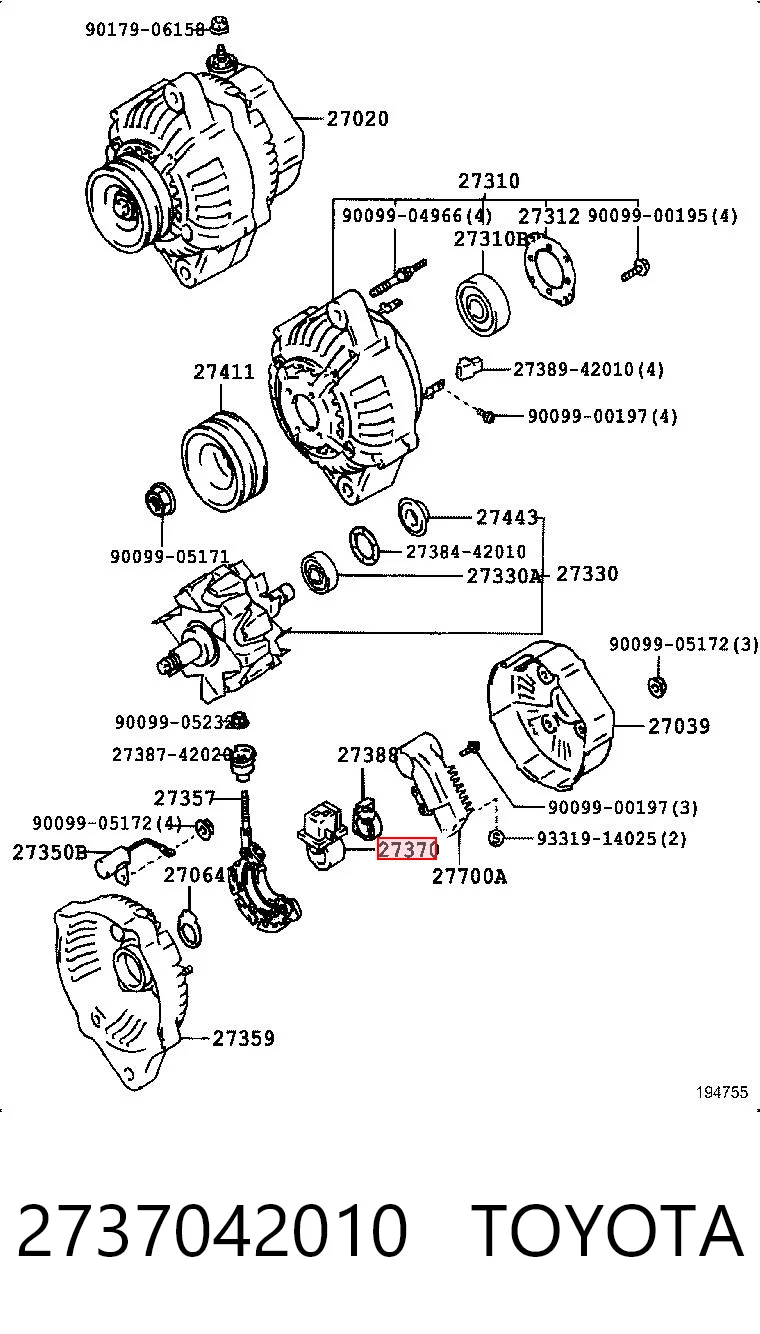 2737054450000 Daihatsu Uchwyt szczotki alternatora