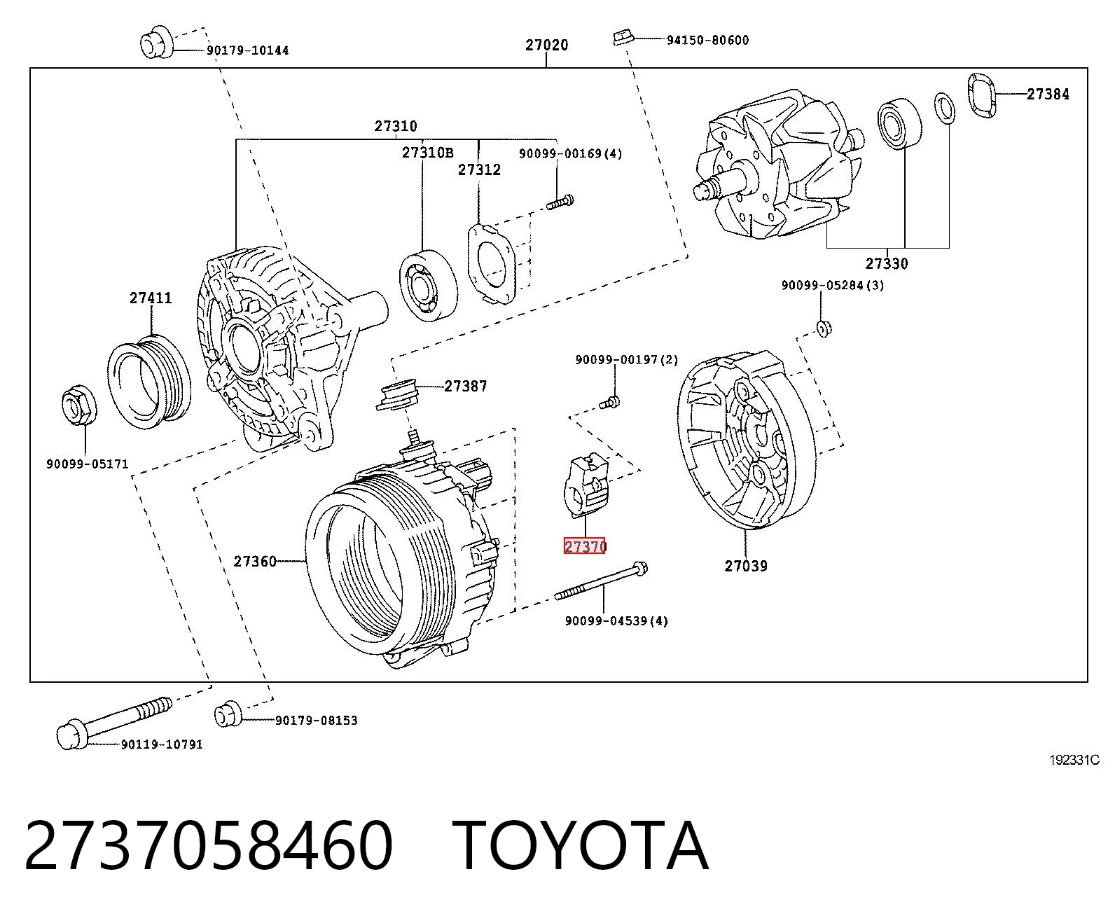 2737058460 Toyota Szczotka alternatora