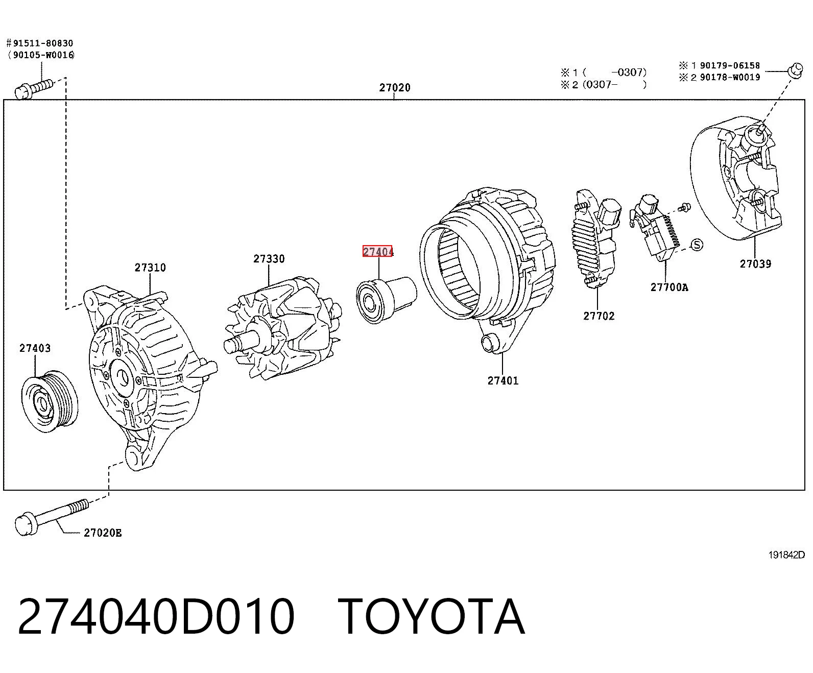Łożysko alternatora Toyota Avensis I sedana (T22) (1997 - 2003) cena, od 4,26 USD