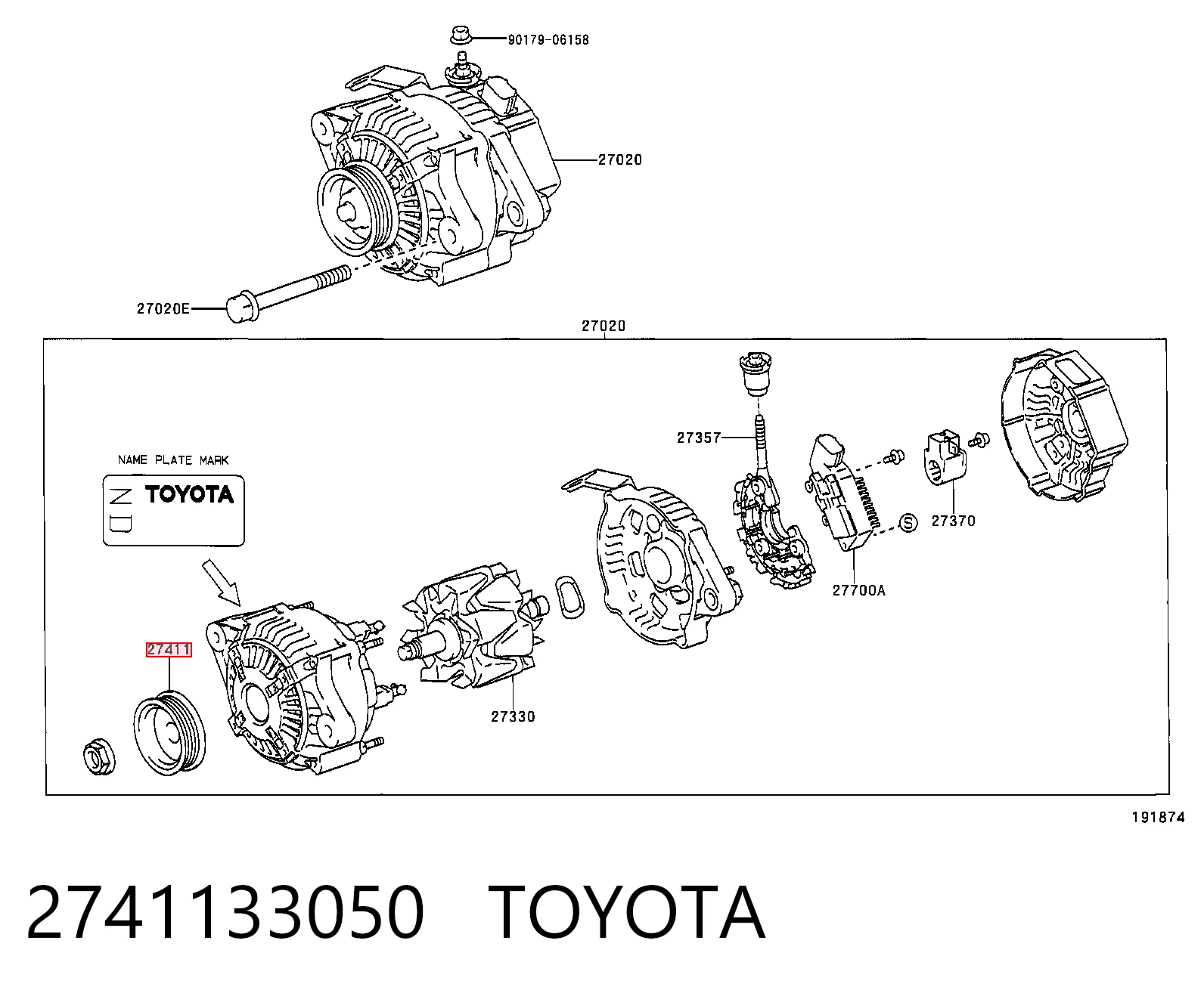 Koło pasowe alternatora do Toyota Yaris  P13
