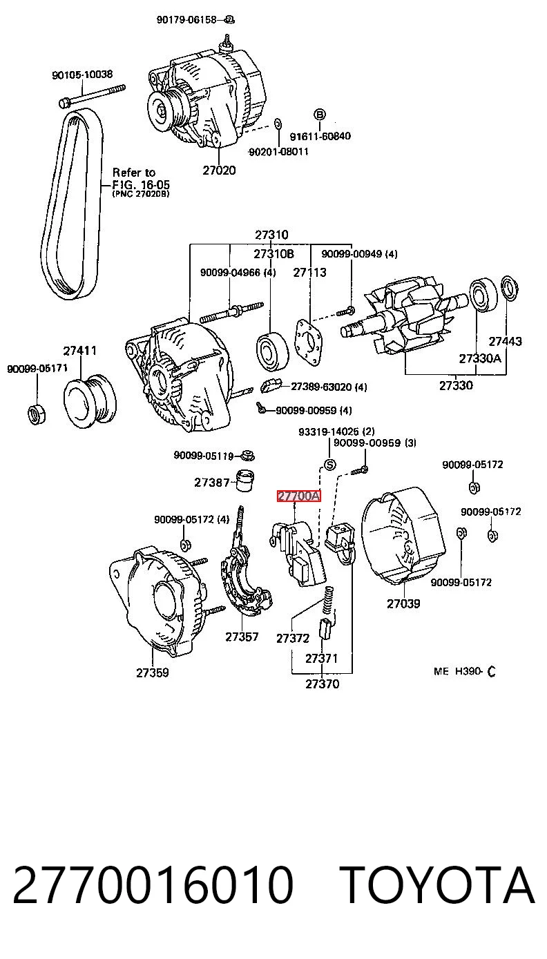 2770016010 Toyota Regulator alternatora (przekaźnik ładowania)