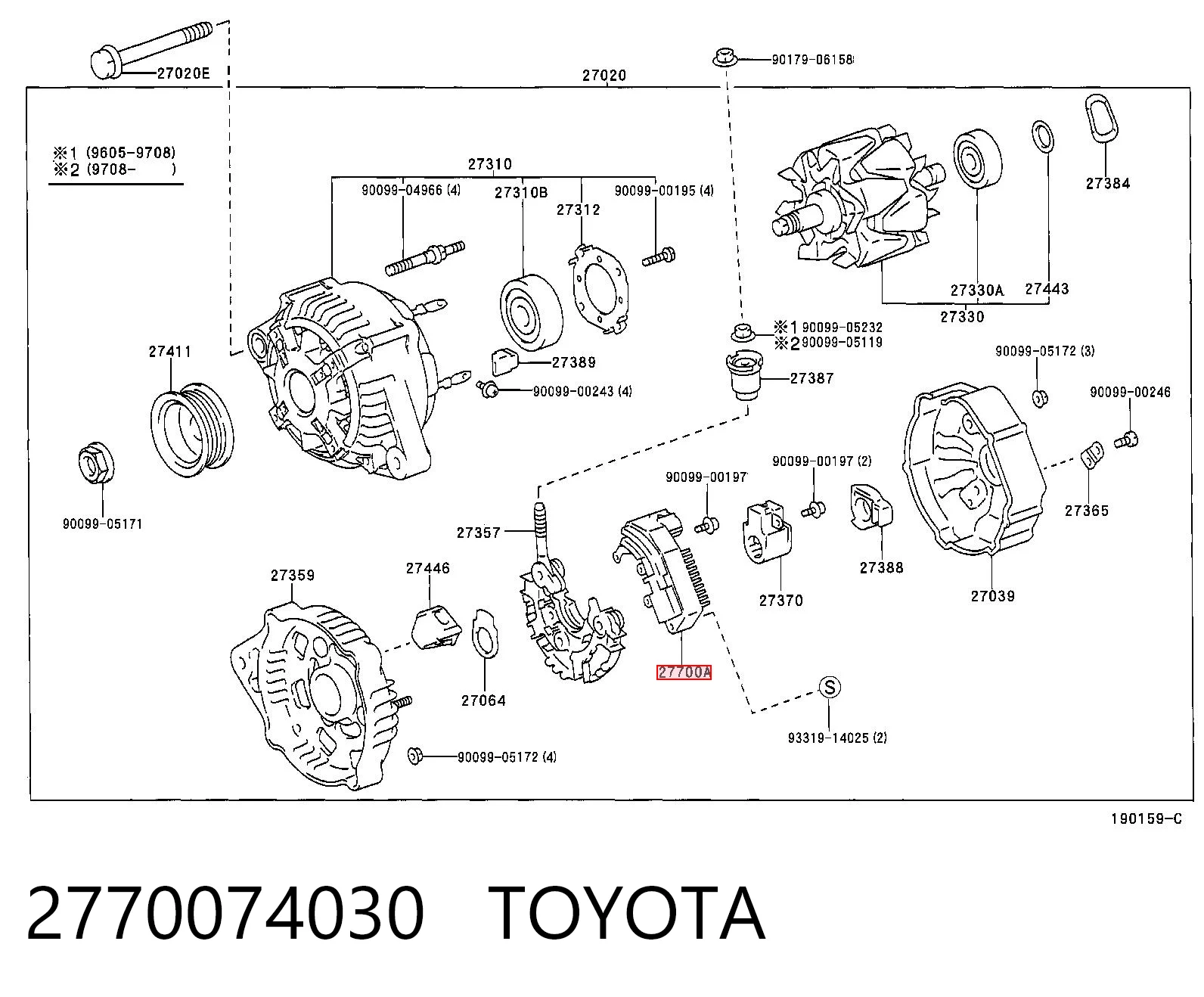 Do koszyka Regulator alternatora (przekaźnik ładowania) Toyota Camry III V10