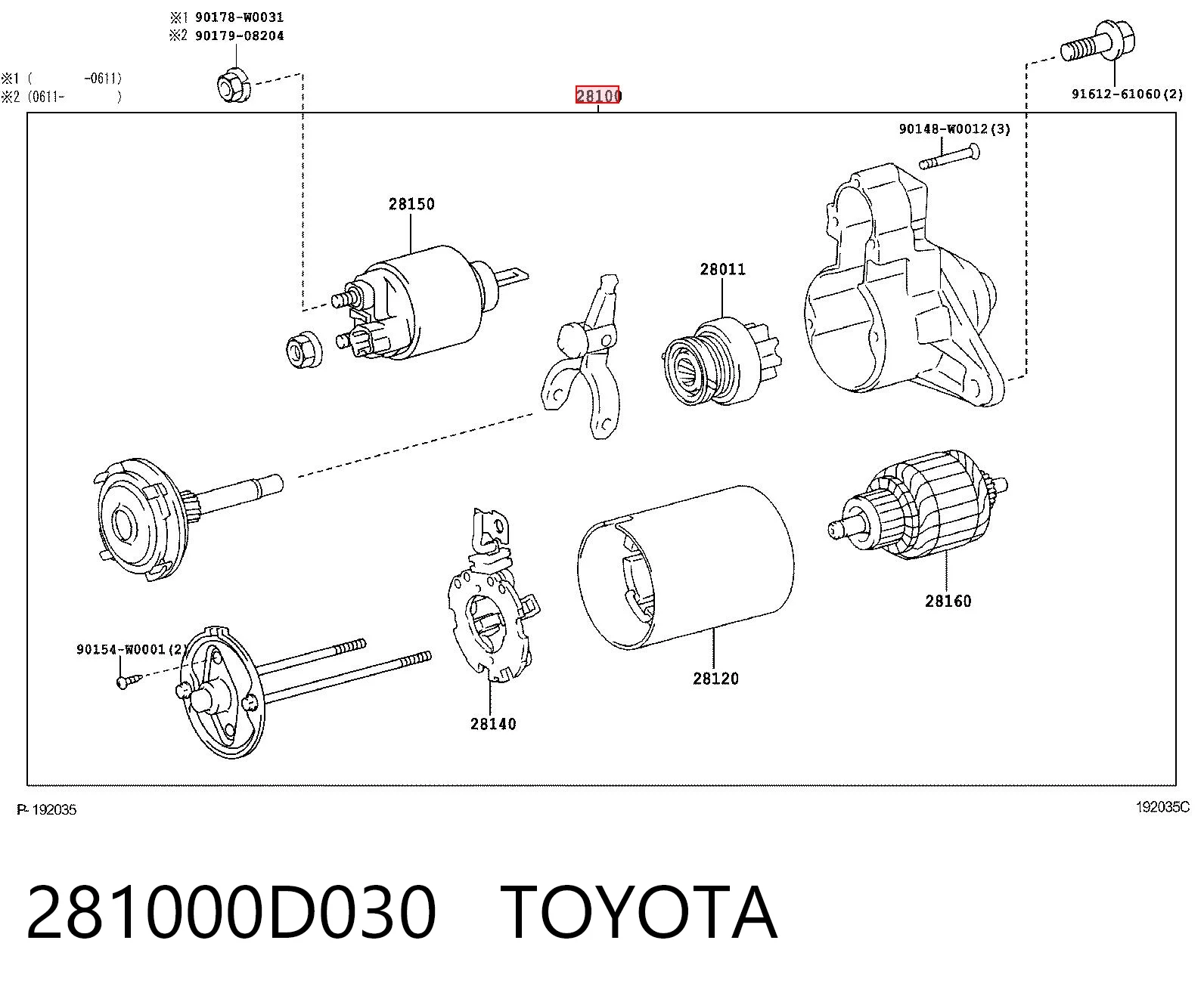 281000D030 Toyota Rozrusznik