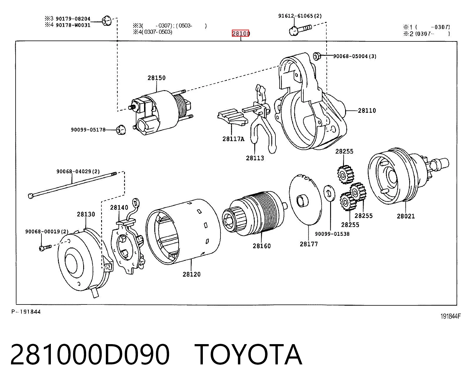 281000D090 Toyota Rozrusznik