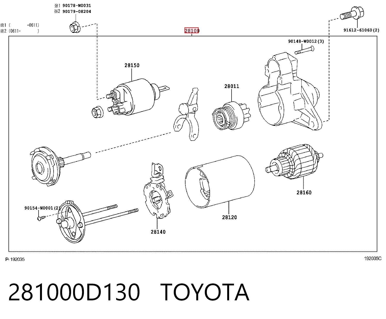 281000D130 Toyota Rozrusznik