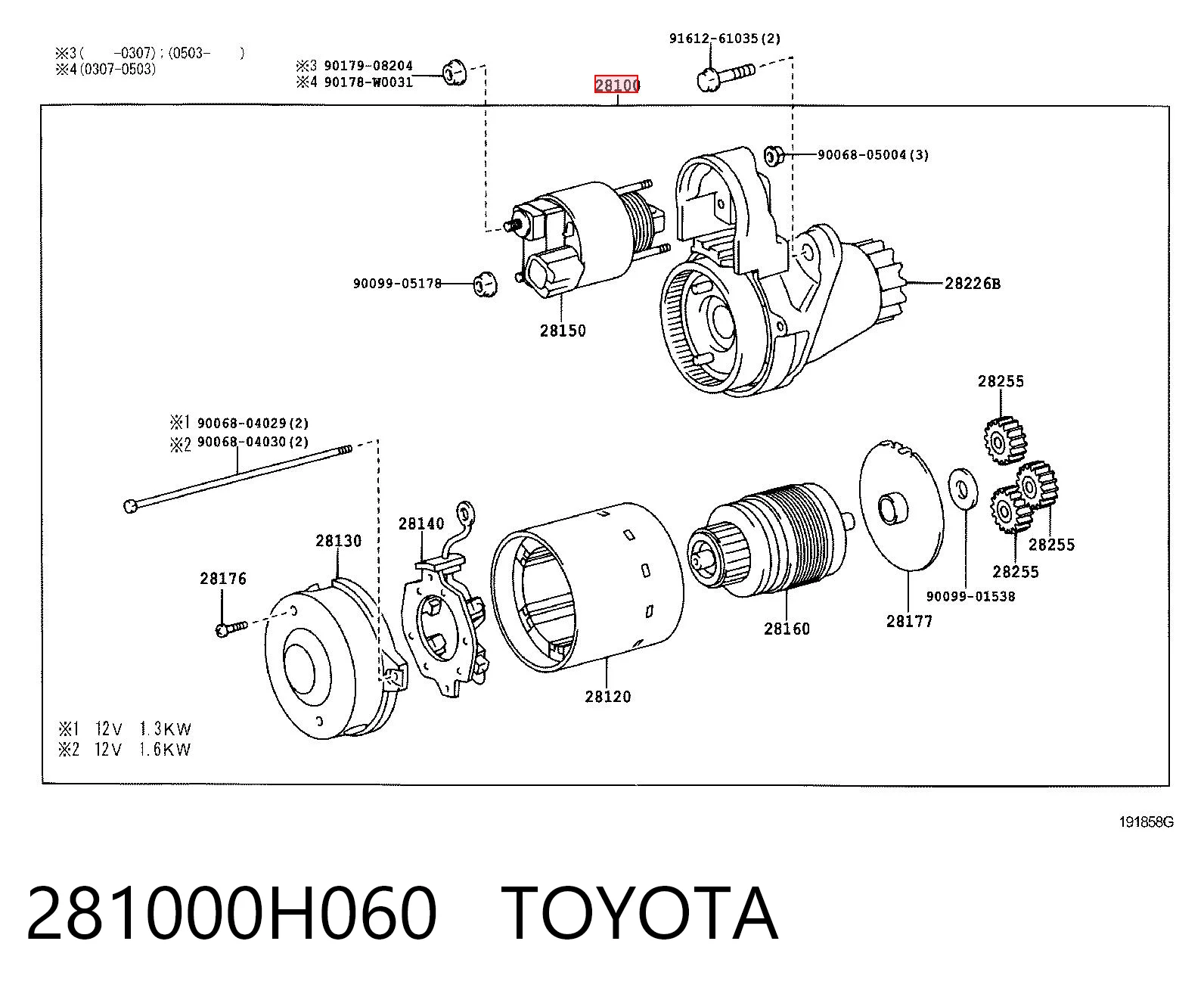 281000H060 Toyota Rozrusznik