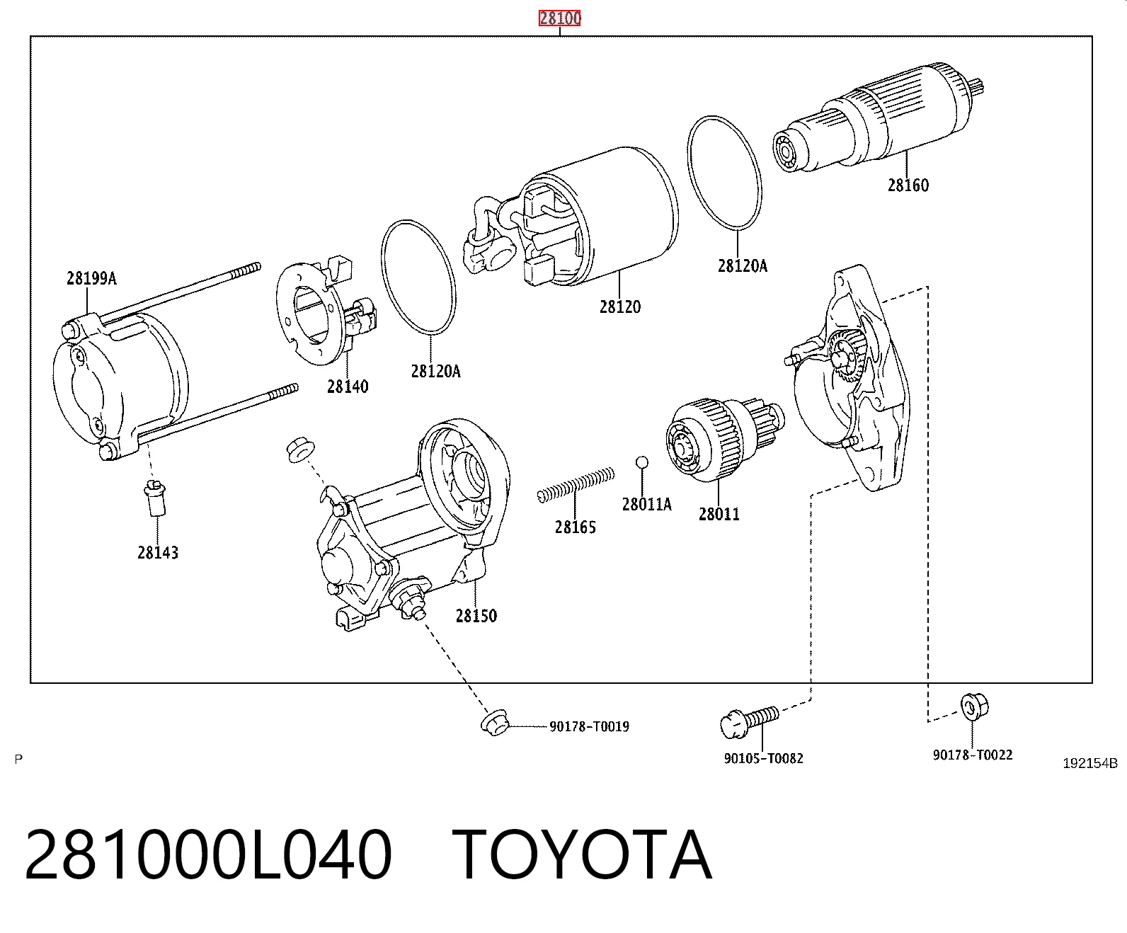 281000L040 Toyota Rozrusznik
