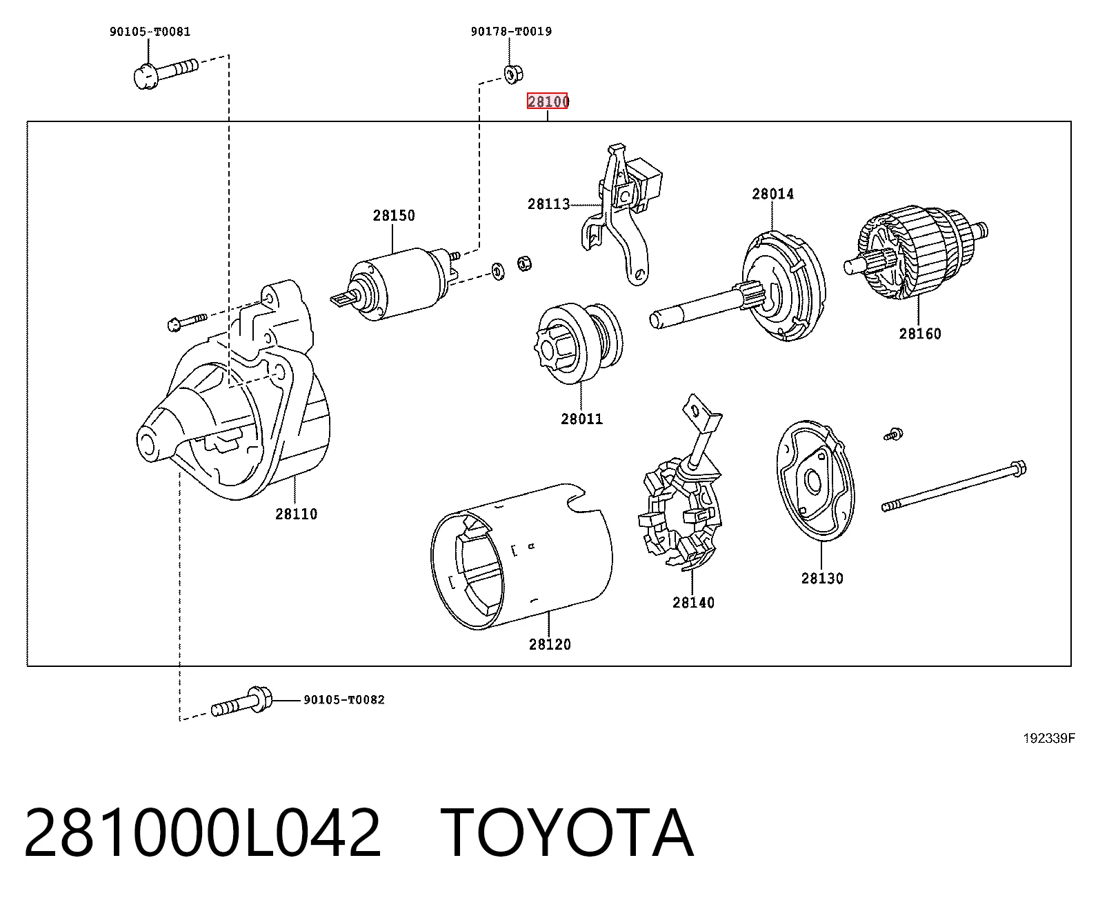 281000L042 Toyota Rozrusznik