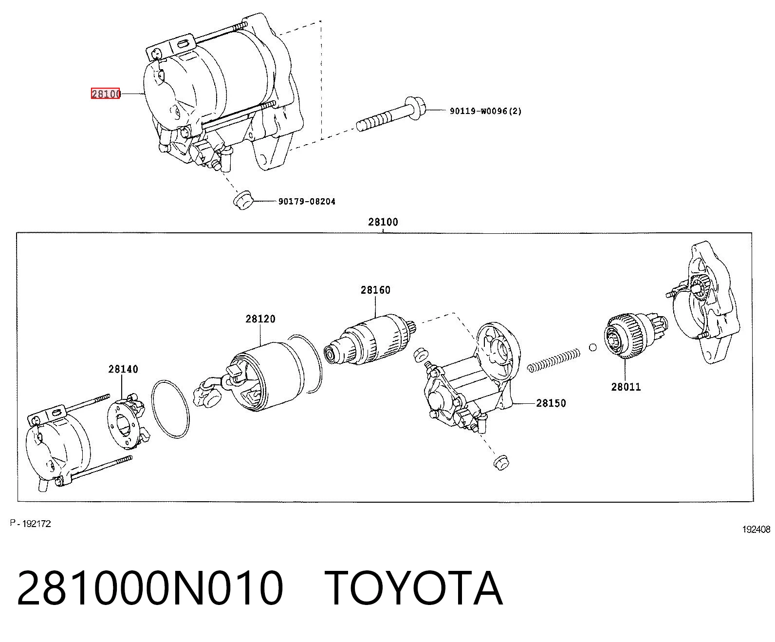 281000N010 Toyota Rozrusznik