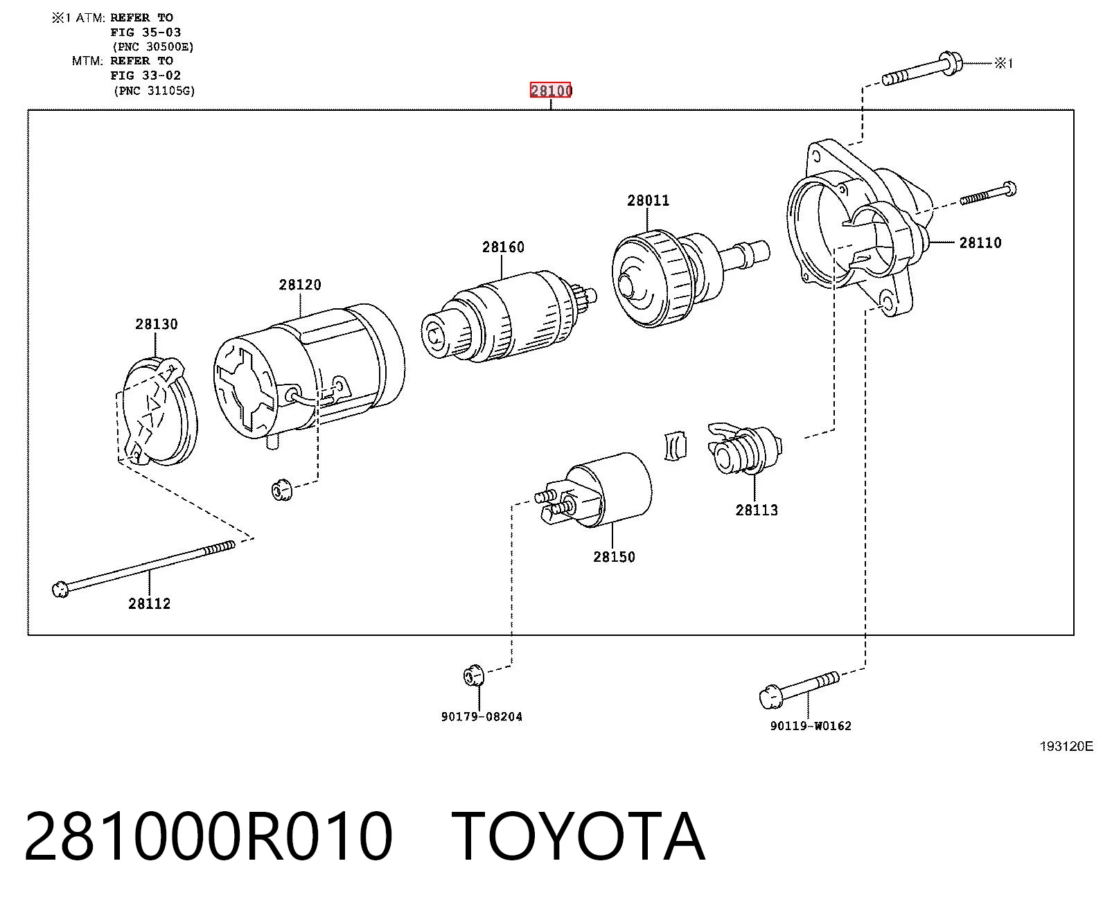 281000R010 Toyota Rozrusznik