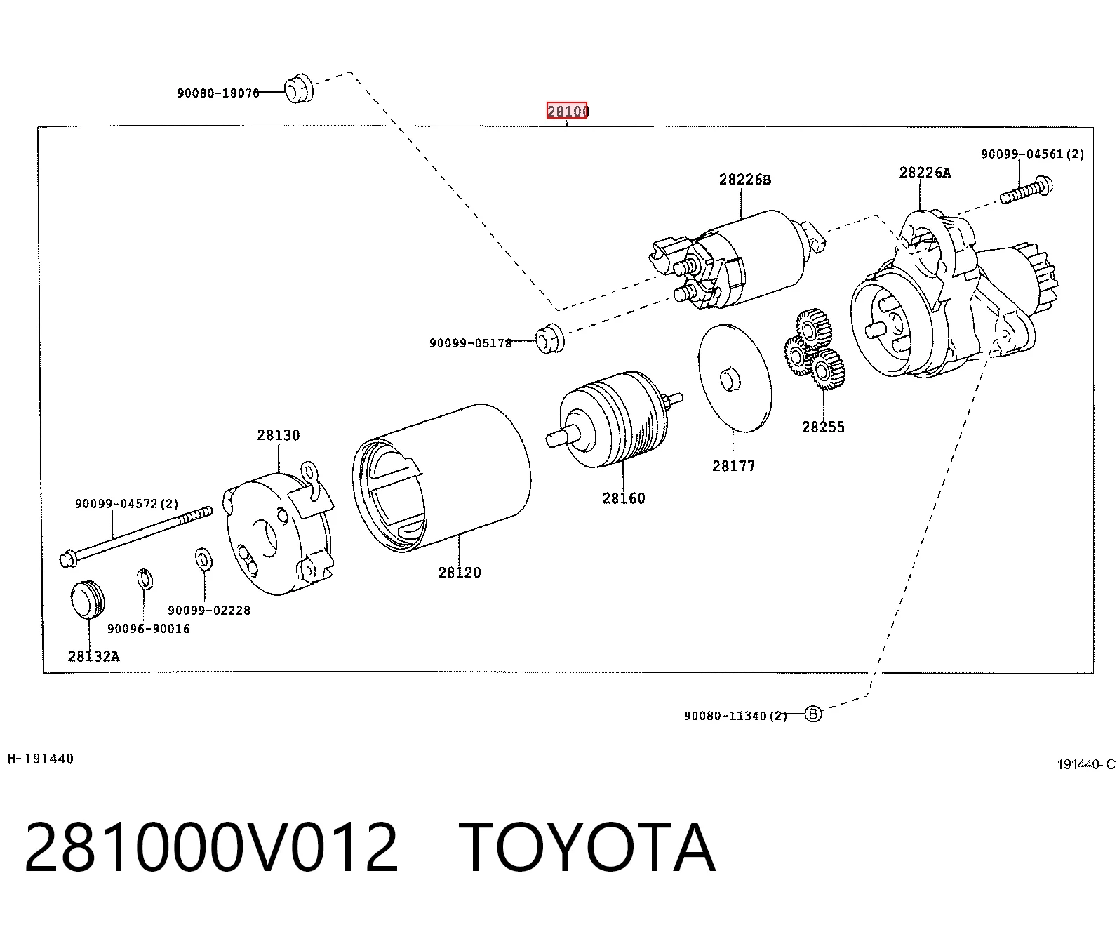 281000V012 Toyota Rozrusznik