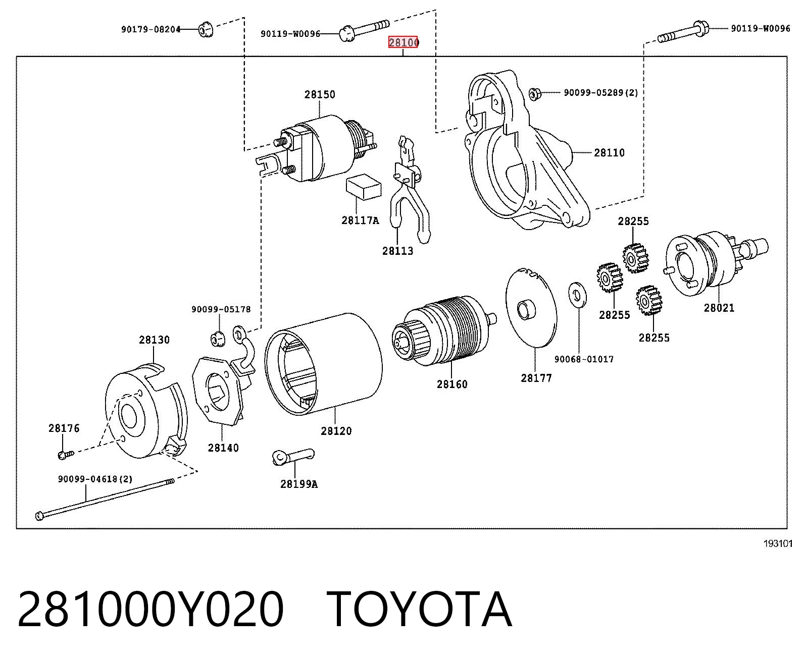 281000Y020 Toyota Rozrusznik
