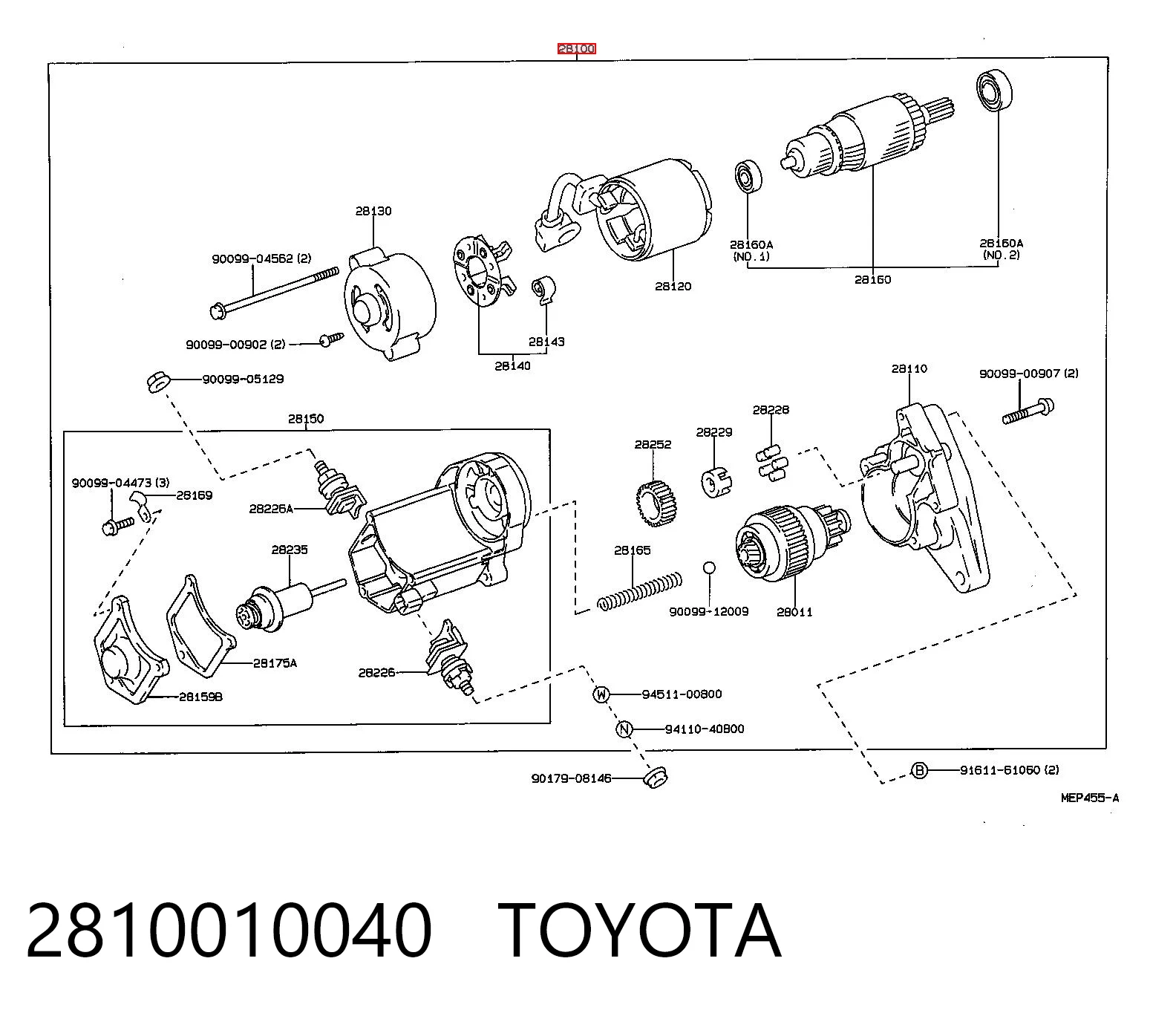 2810010040 Toyota Rozrusznik