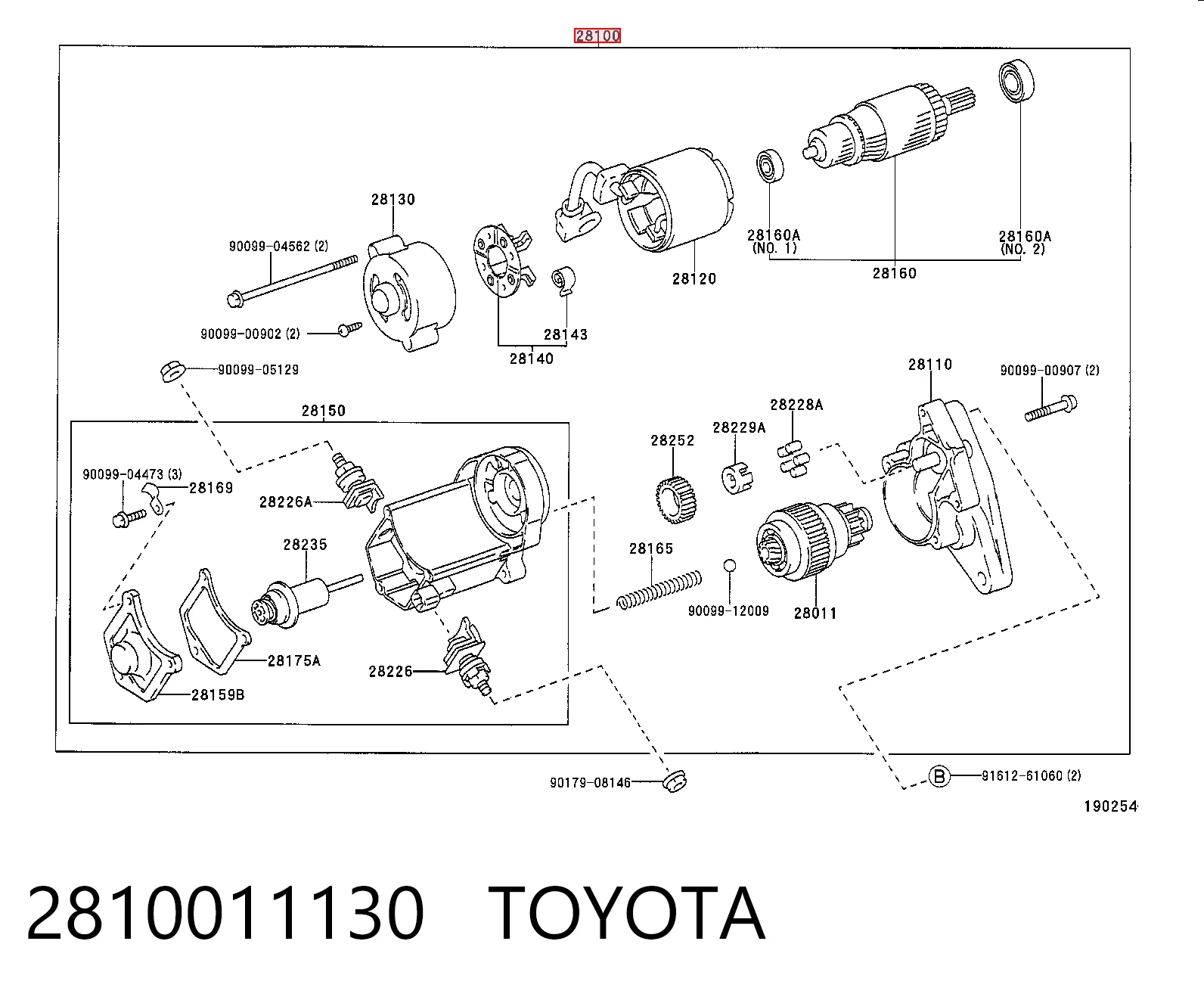 2810011130 Toyota Rozrusznik