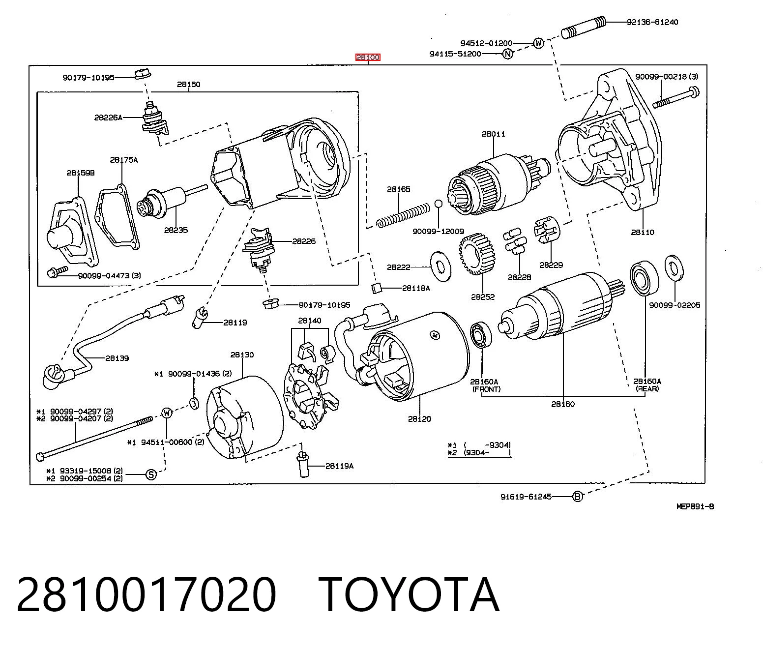 2810017020 Toyota Rozrusznik