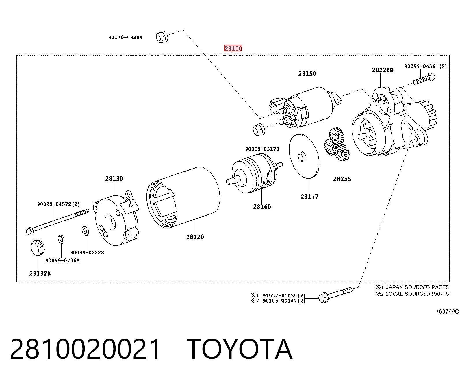 2810020021 Toyota Rozrusznik