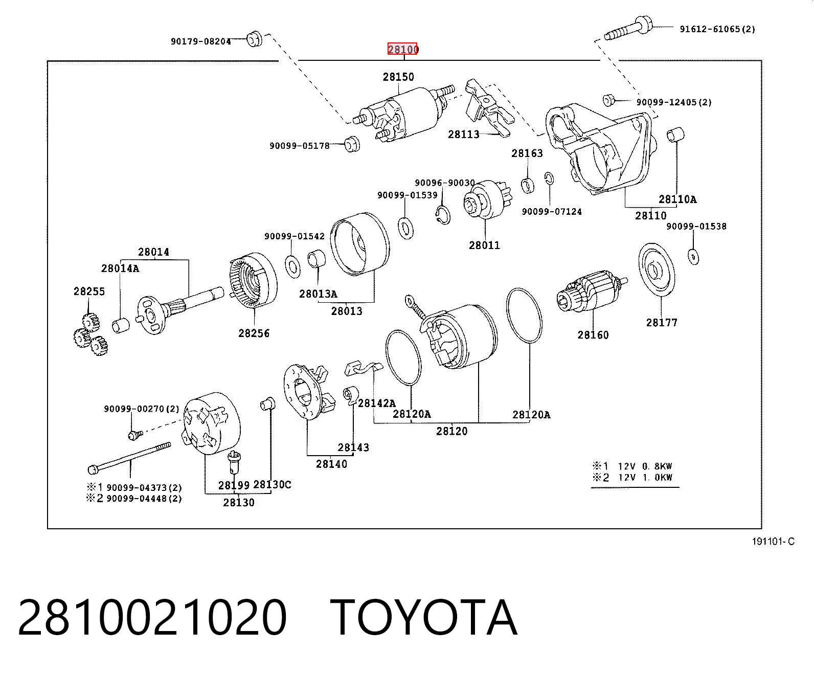 2810021020 Toyota Rozrusznik