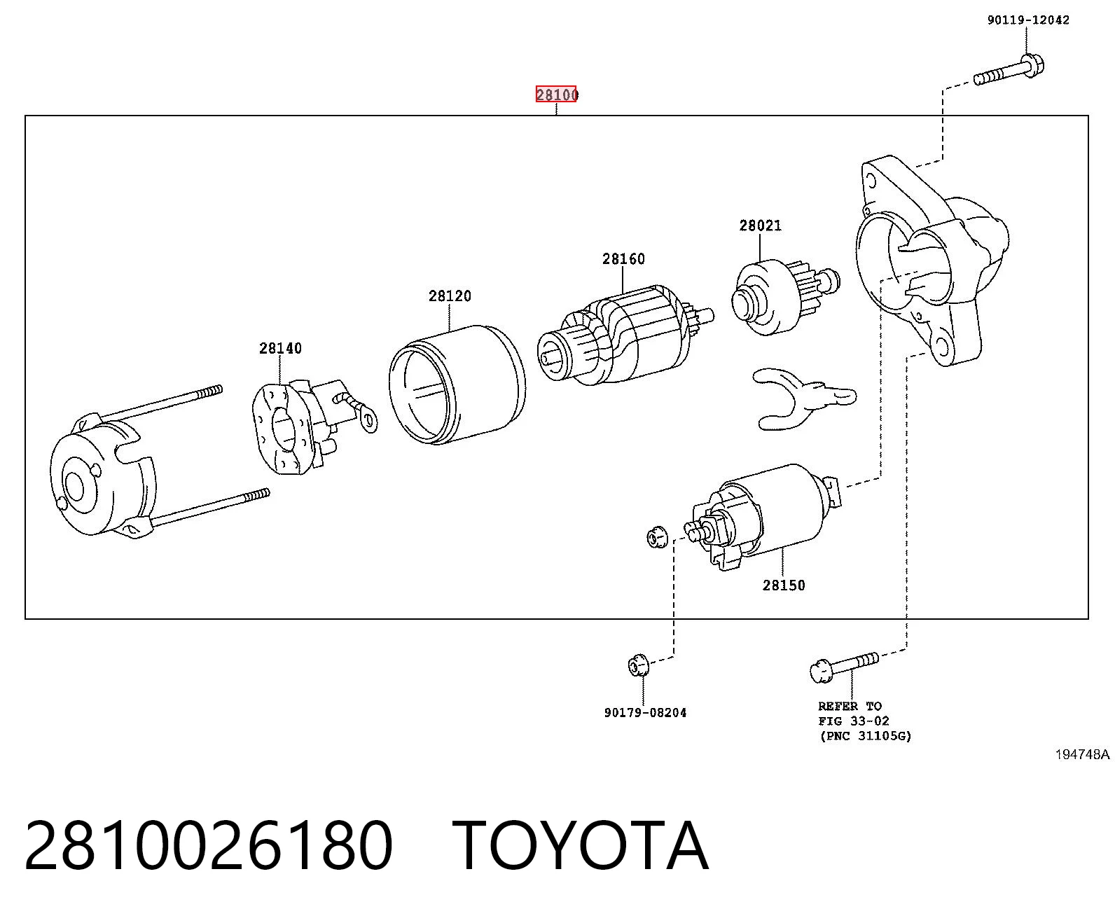 2810026180 Toyota Rozrusznik