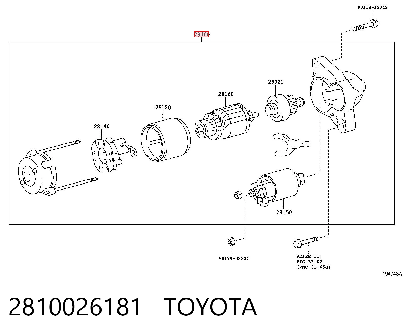2810026181 Toyota Rozrusznik