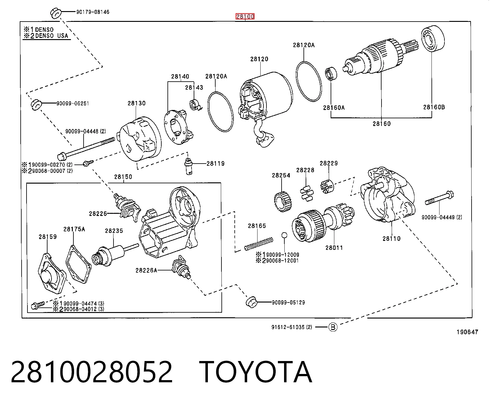 2810028052 Toyota Rozrusznik